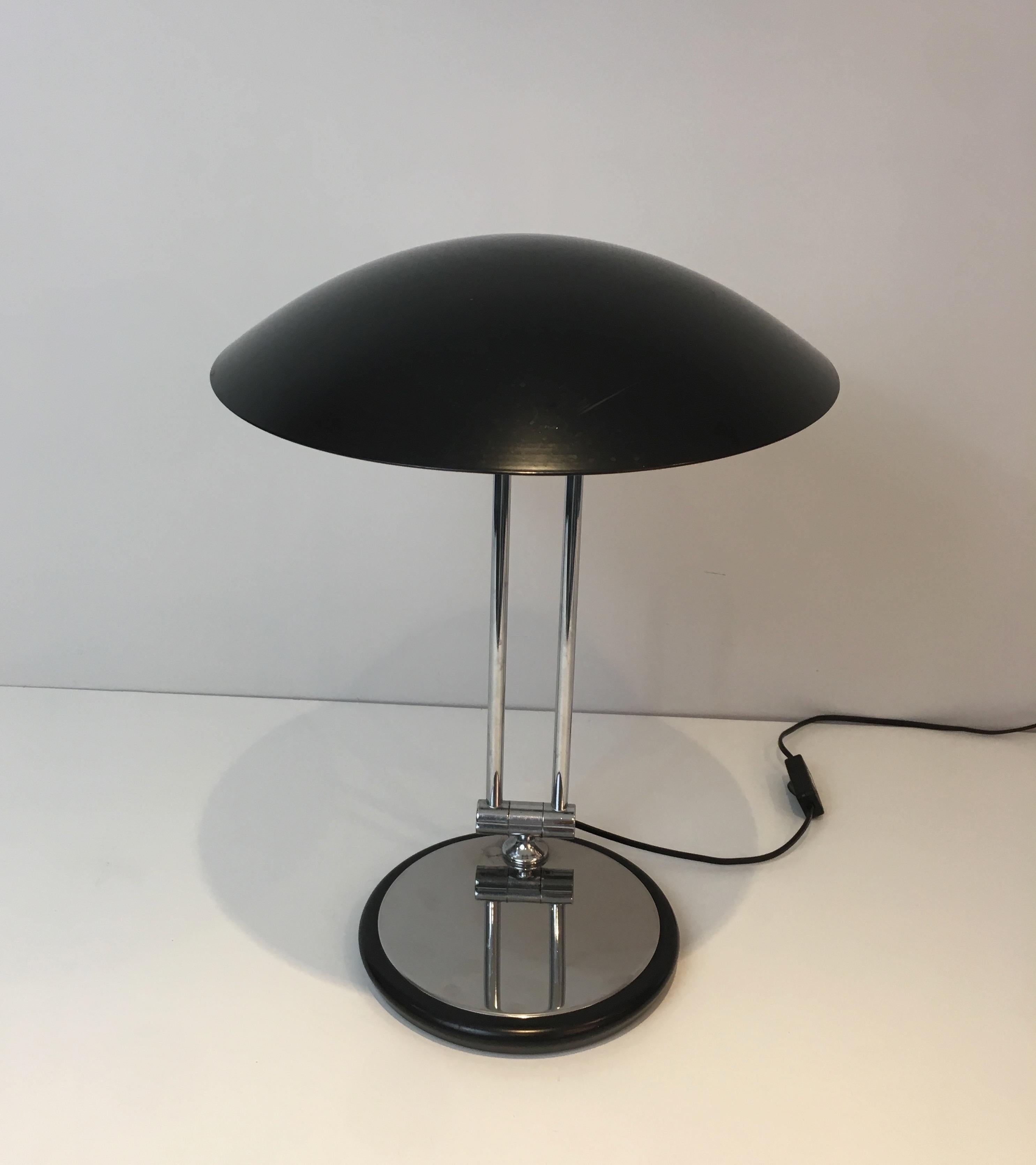 Design Adjustable Chrome and Black Lacquered Desk Lamp, circa 1970 For Sale 2