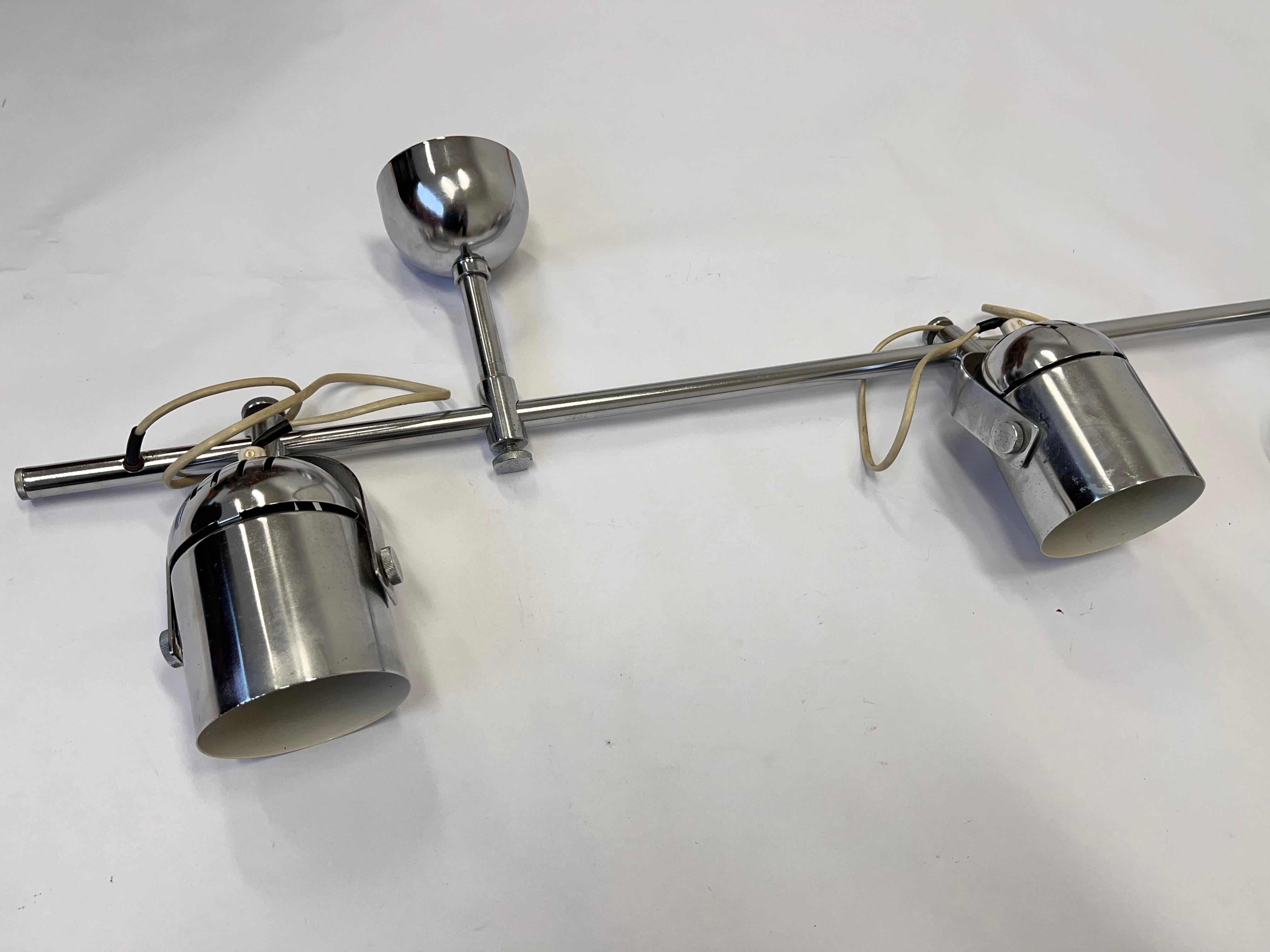 Mid-Century Modern Design adjustable chrome Wall or ceiling Lamp by Stanislav Indra, 1970s For Sale