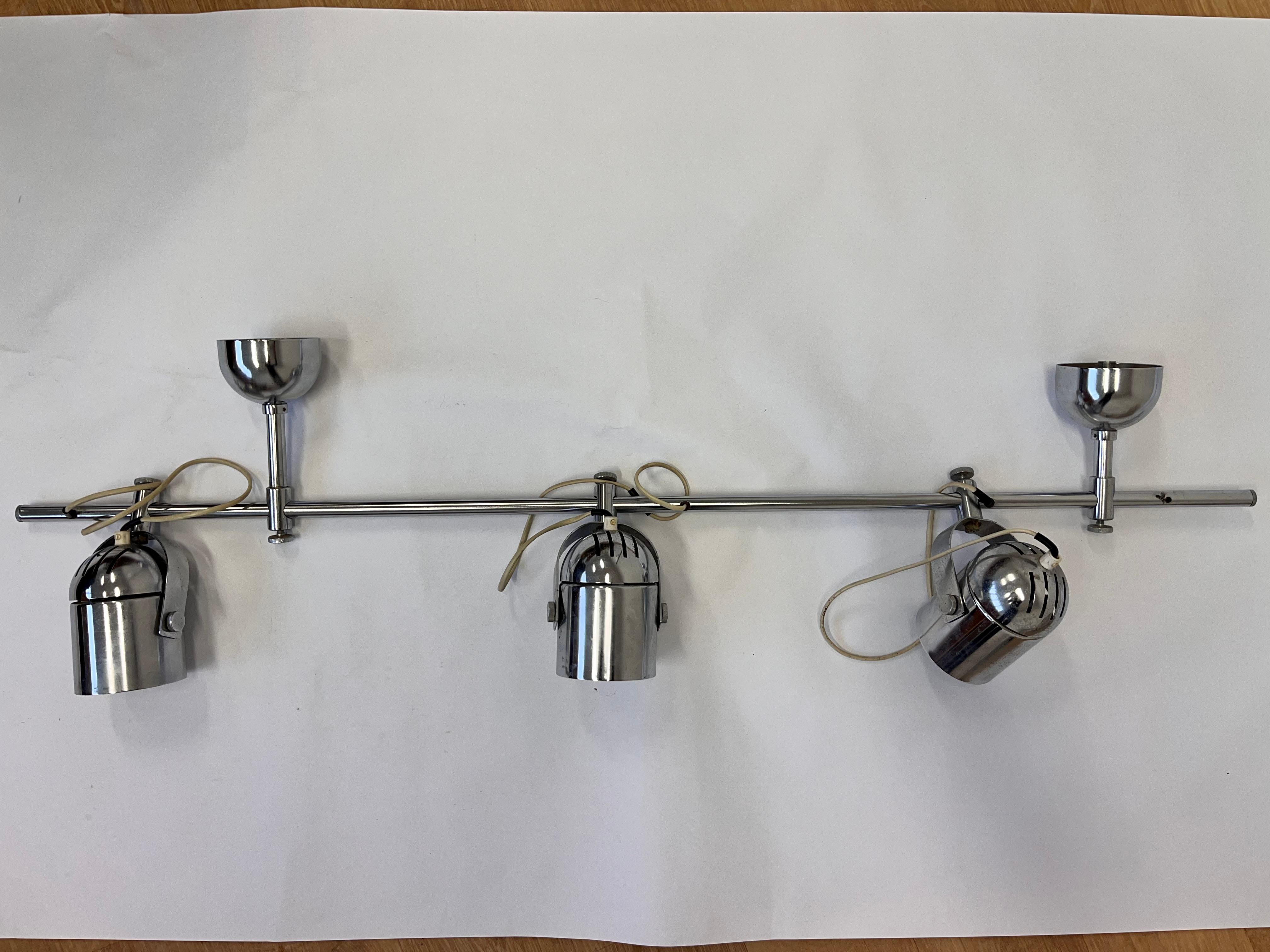 Czech Design adjustable chrome Wall or ceiling Lamp by Stanislav Indra, 1970s For Sale
