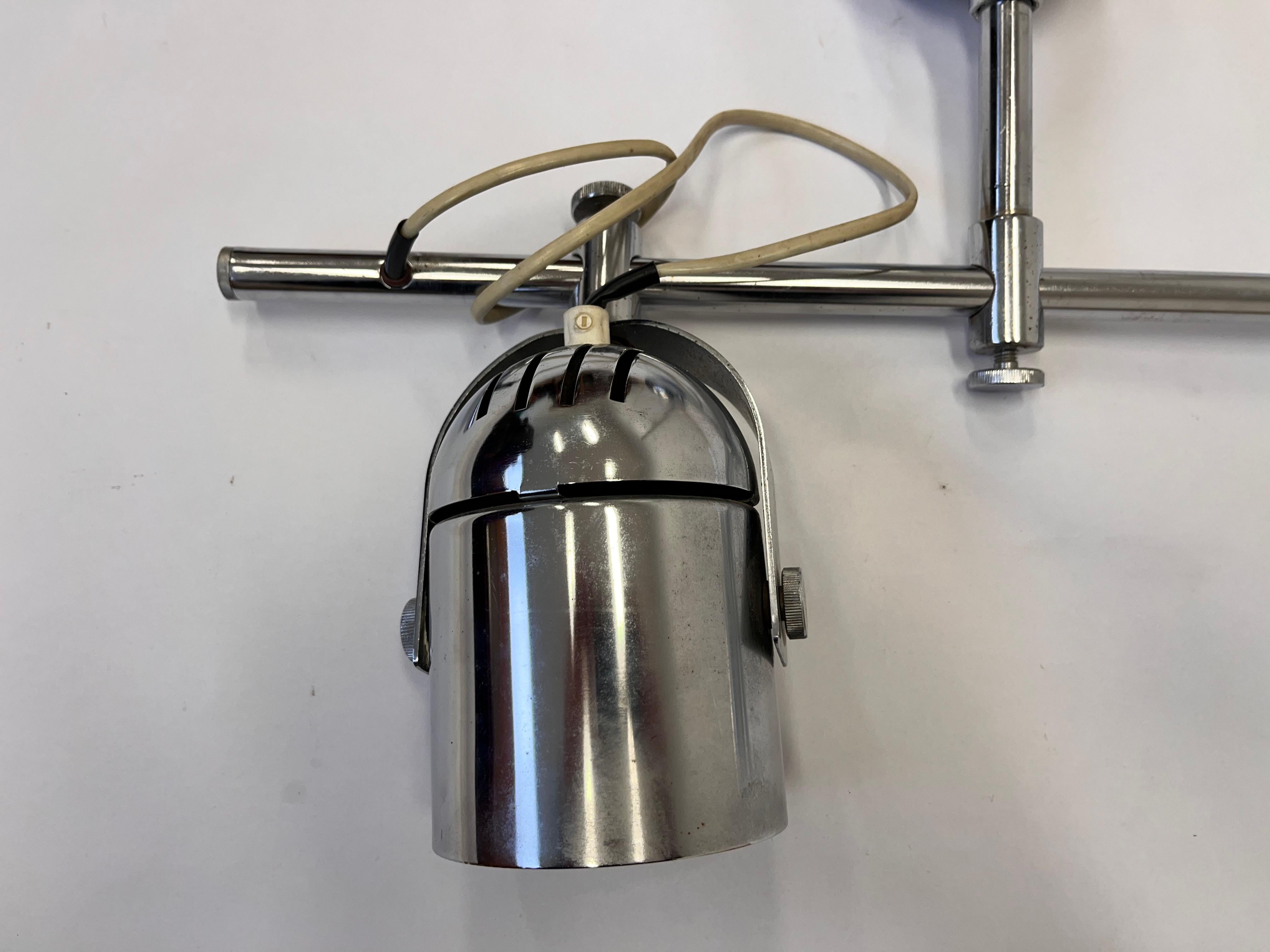 Design adjustable chrome Wall or ceiling Lamp by Stanislav Indra, 1970s In Good Condition For Sale In Praha, CZ