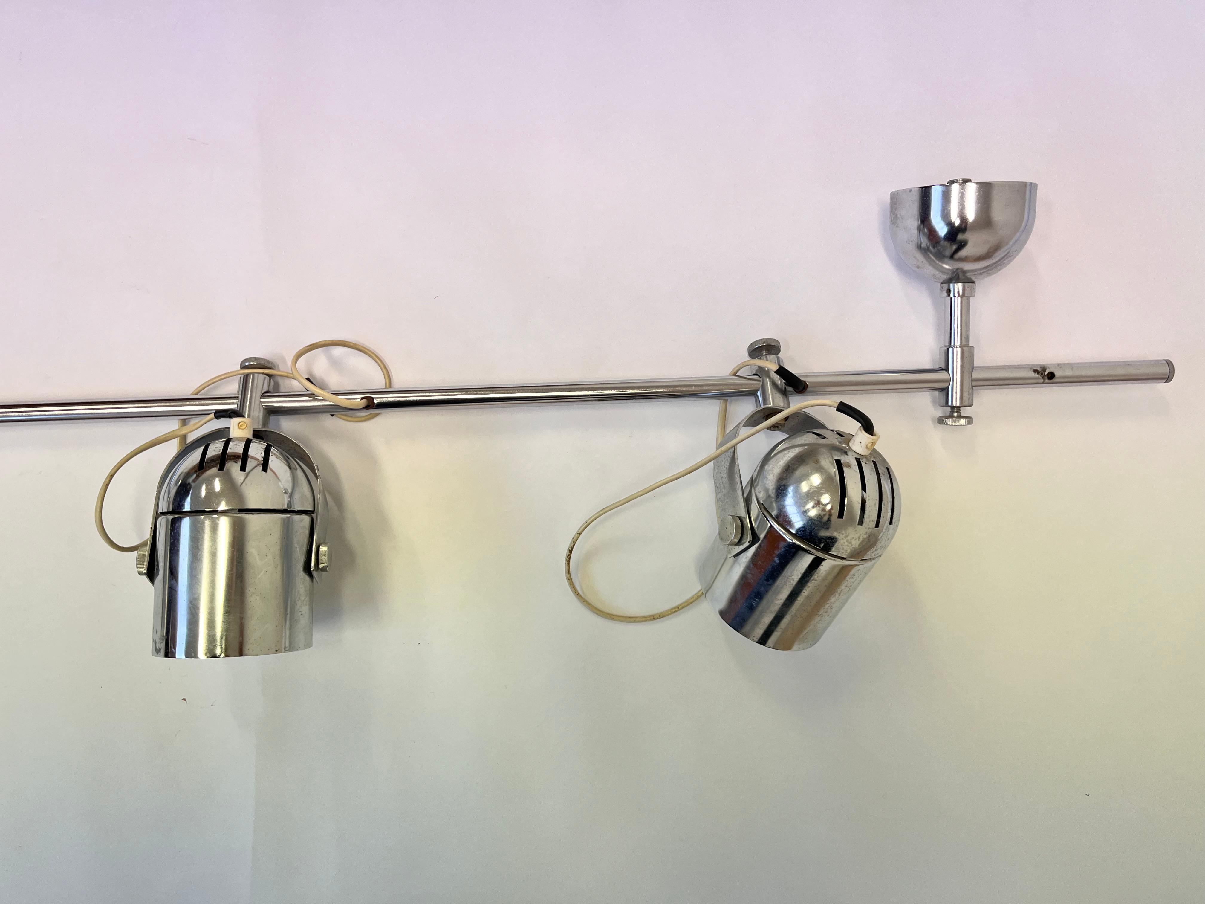 Design adjustable chrome Wall or ceiling Lamp by Stanislav Indra, 1970s For Sale 1