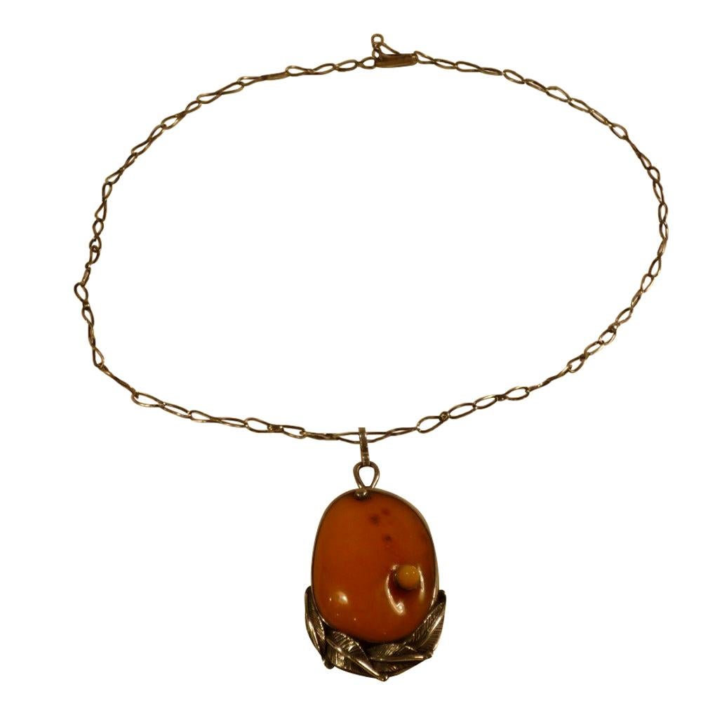 Design Amber Silver Jewelry Set, circa 1920 For Sale