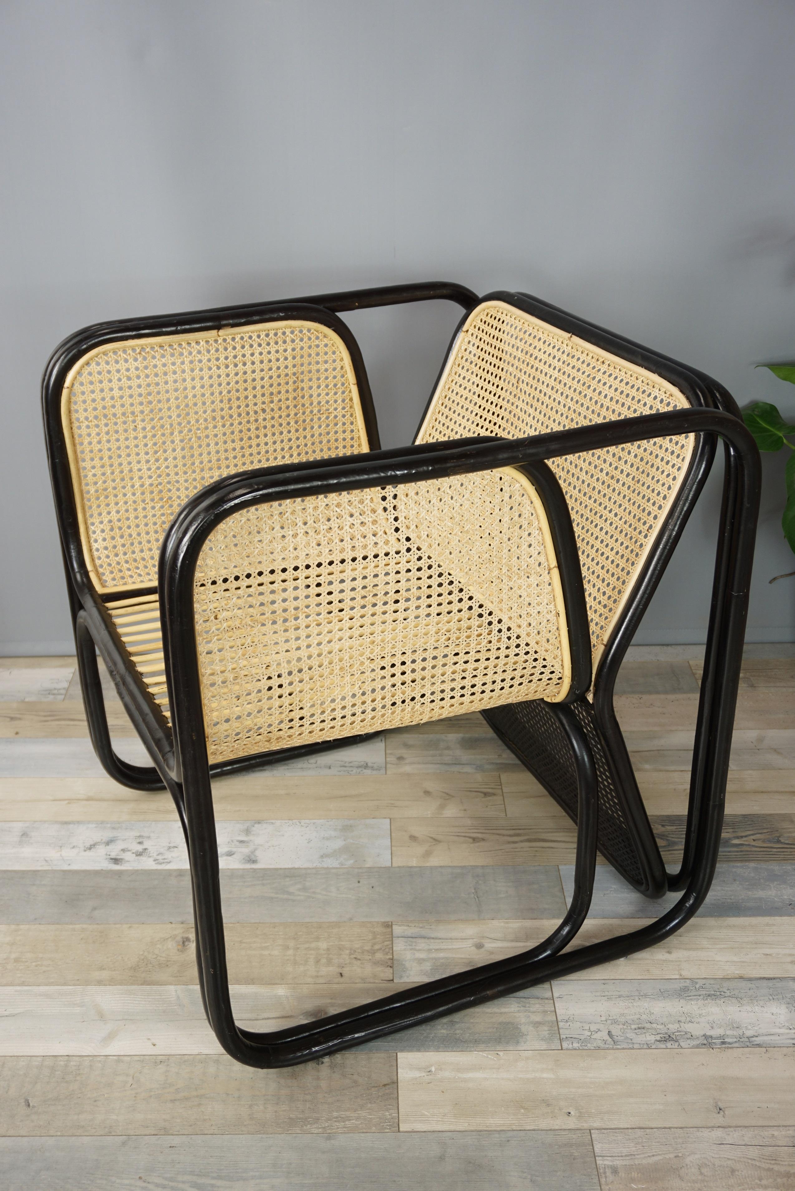 Design and Original Rattan and Wicker Lounge Armchair 4