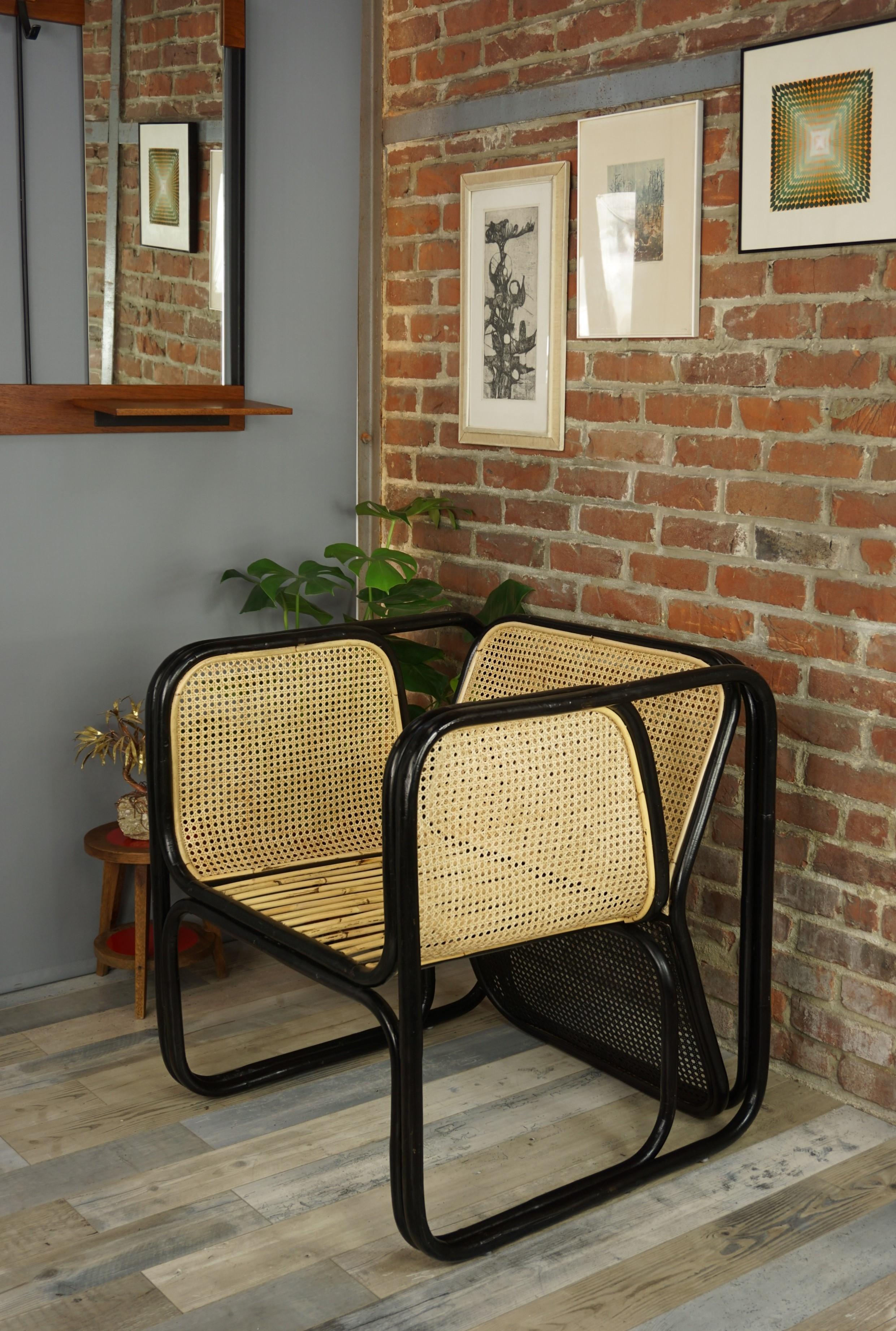 Design and Original Rattan and Wicker Lounge Armchair 9