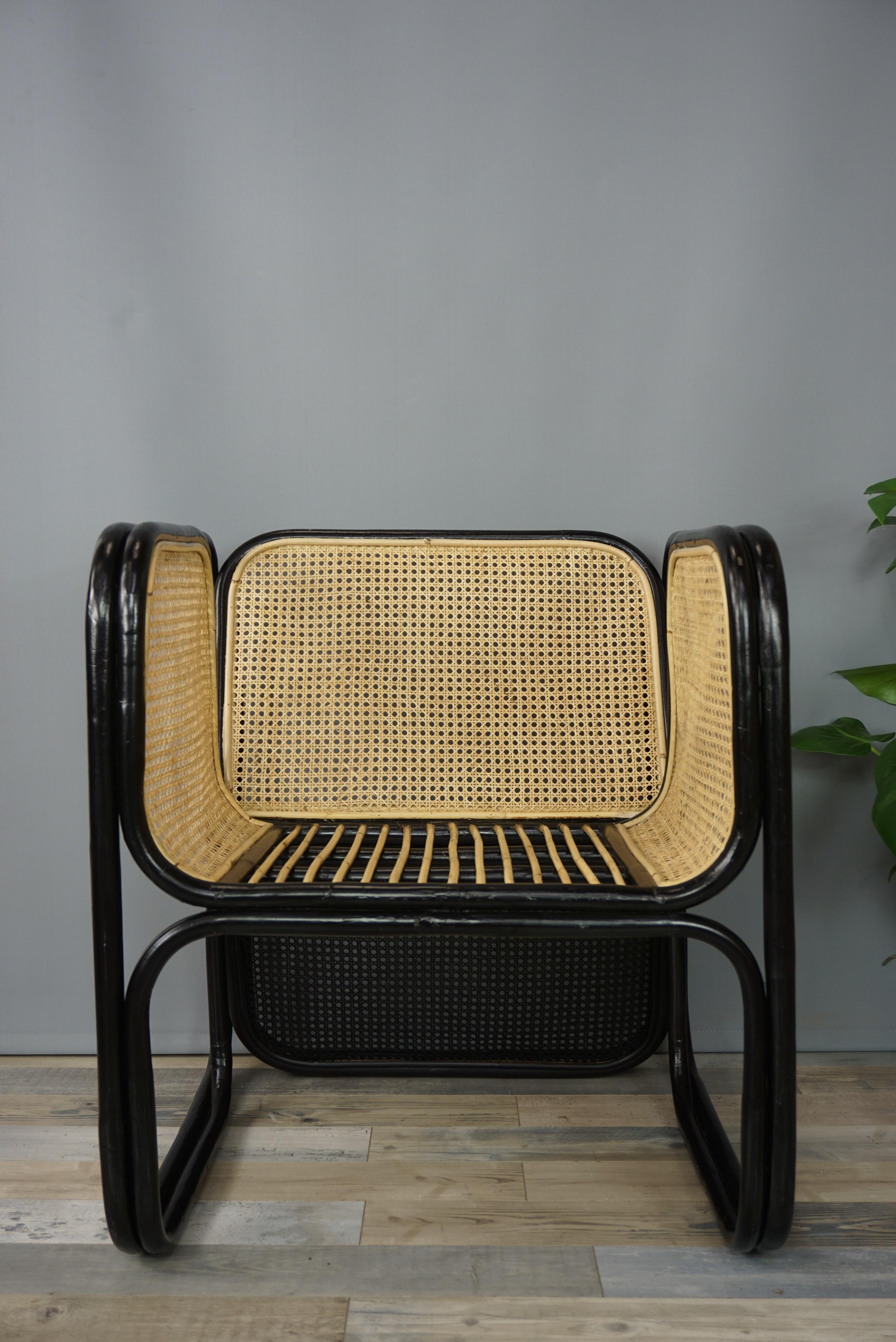 Ming Design and Original Rattan and Wicker Lounge Armchair