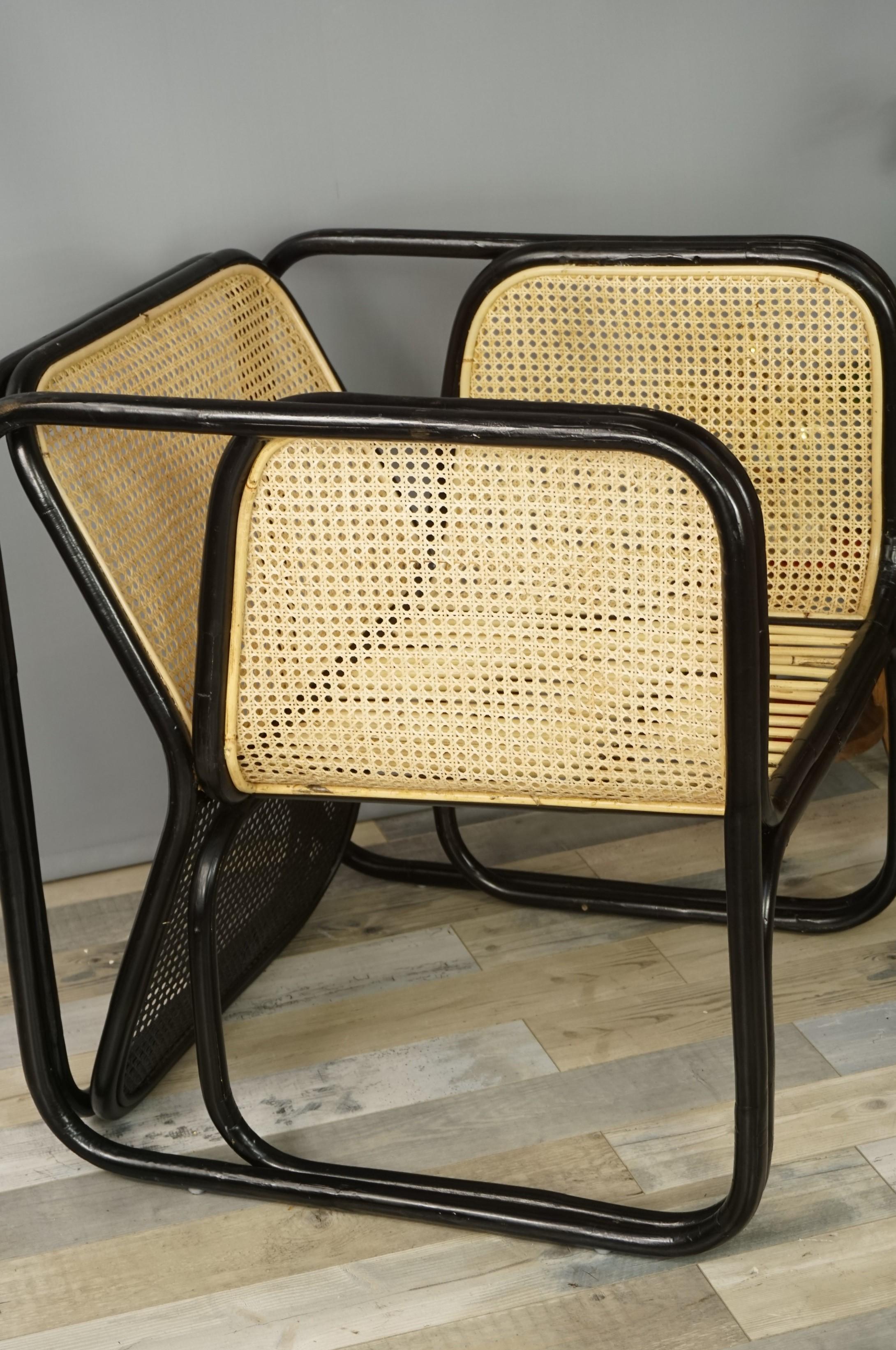 French Design and Original Rattan and Wicker Lounge Armchair