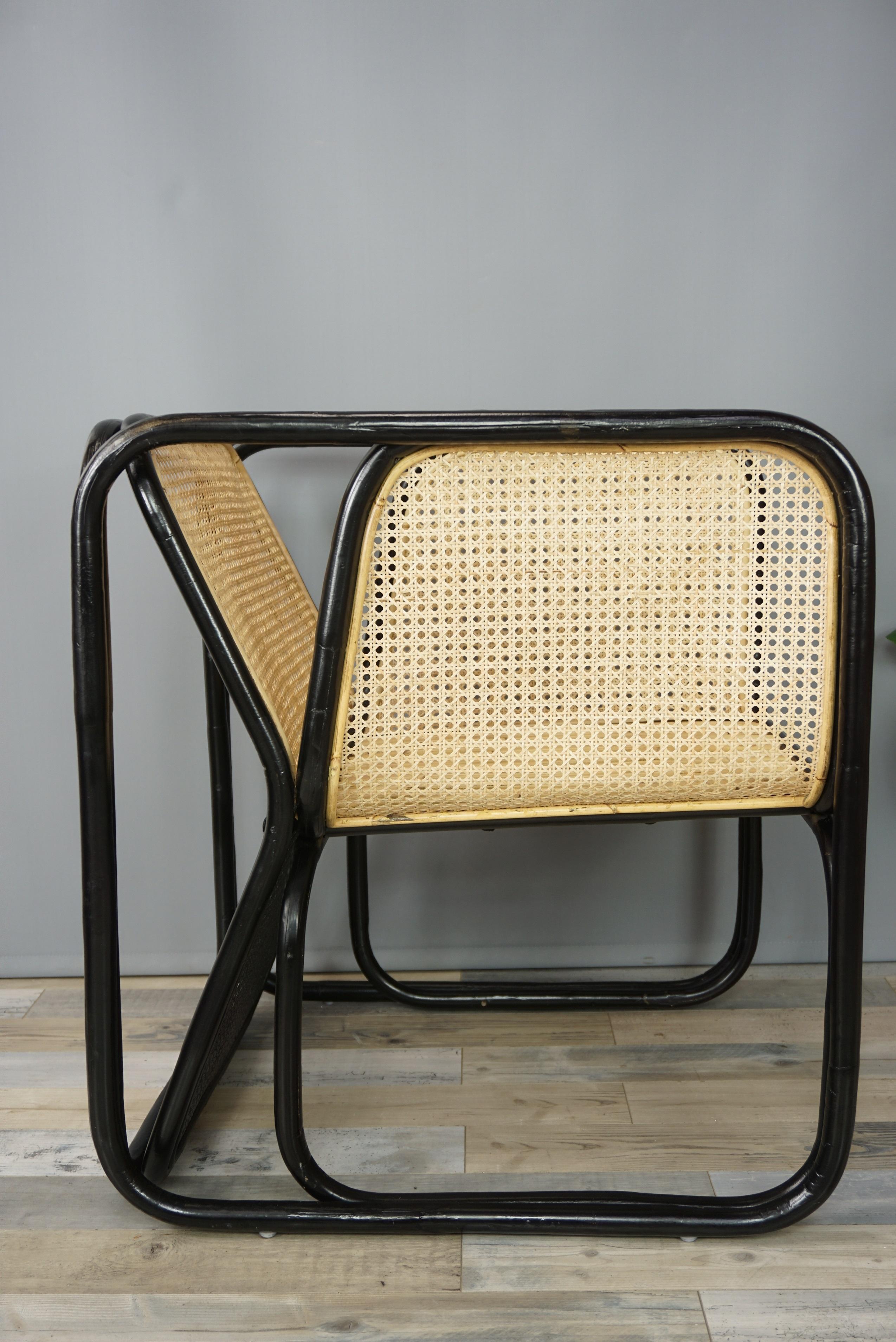 Contemporary Design and Original Rattan and Wicker Lounge Armchair