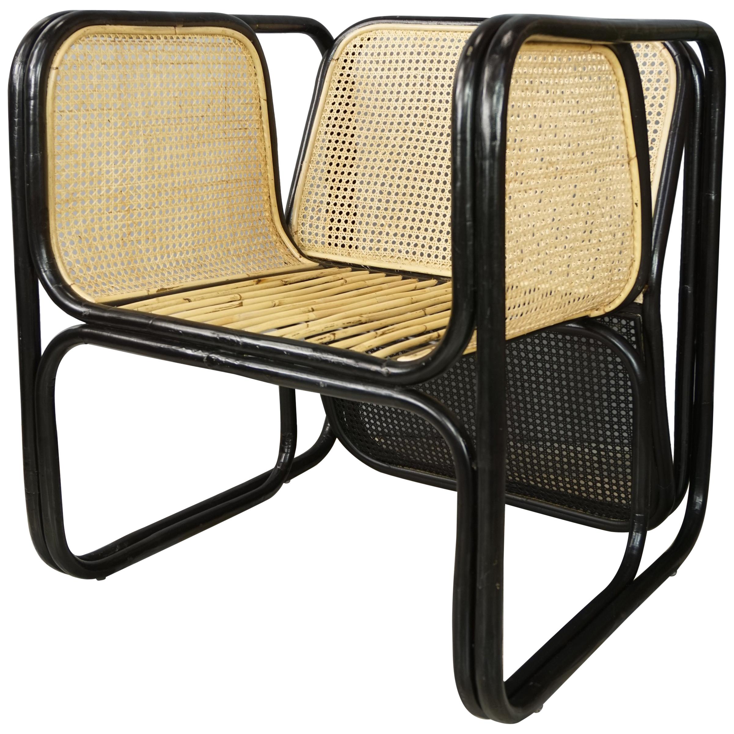 Design and Original Rattan and Wicker Lounge Armchair