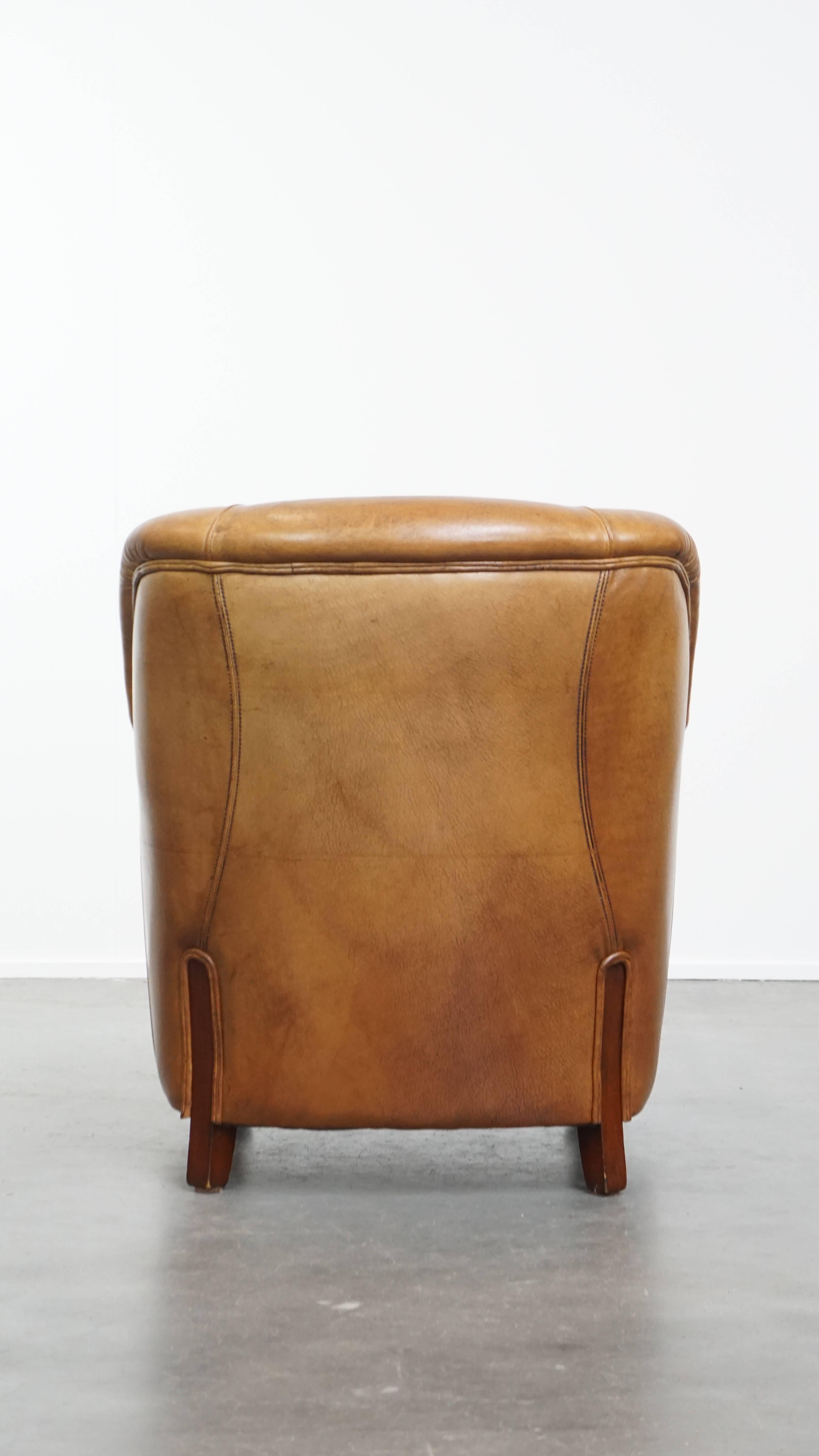 Hand-Crafted Design Armchair Made from High-Quality Sheepskin Leather For Sale