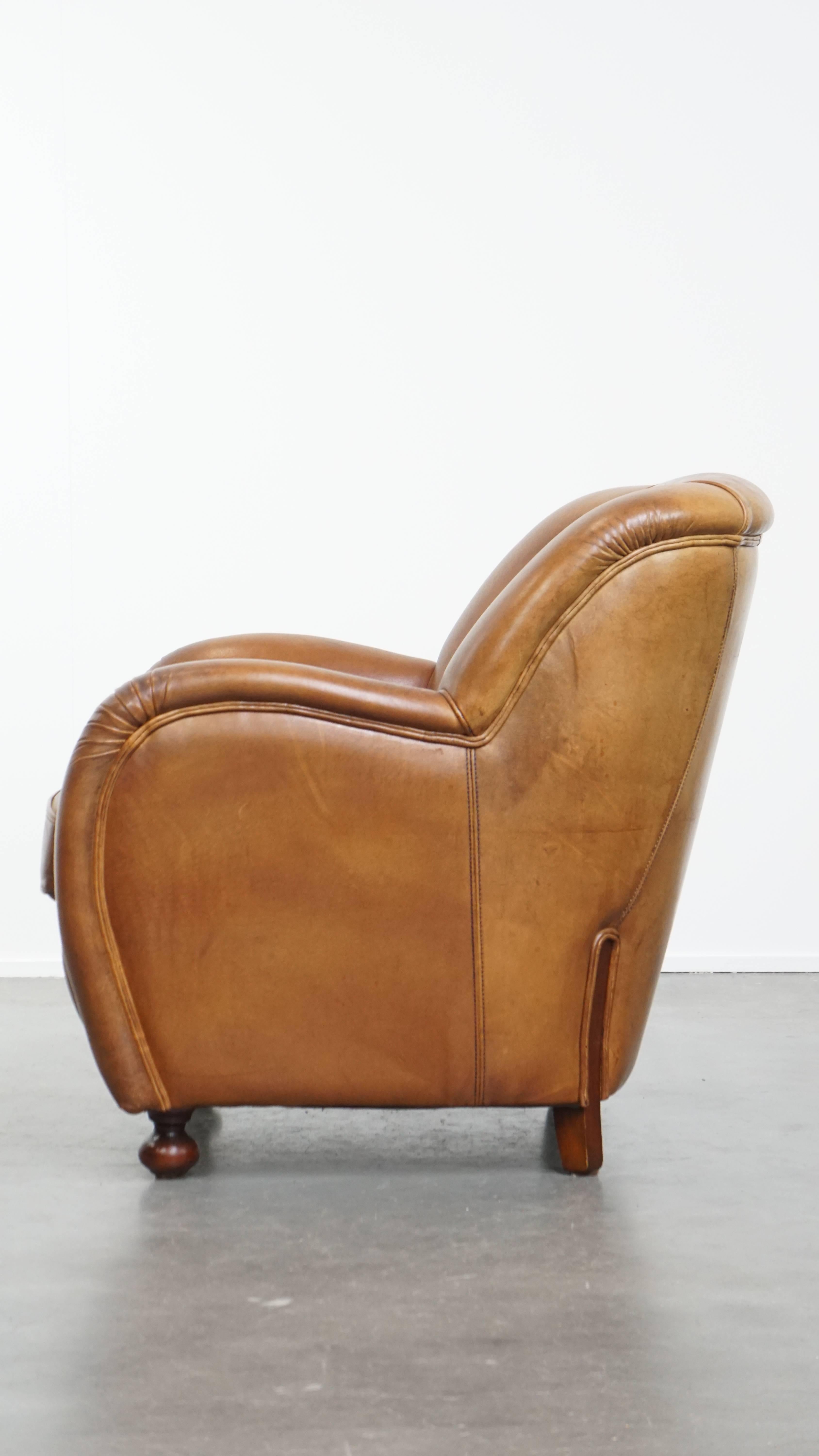 Design Armchair Made from High-Quality Sheepskin Leather In Fair Condition For Sale In Harderwijk, NL