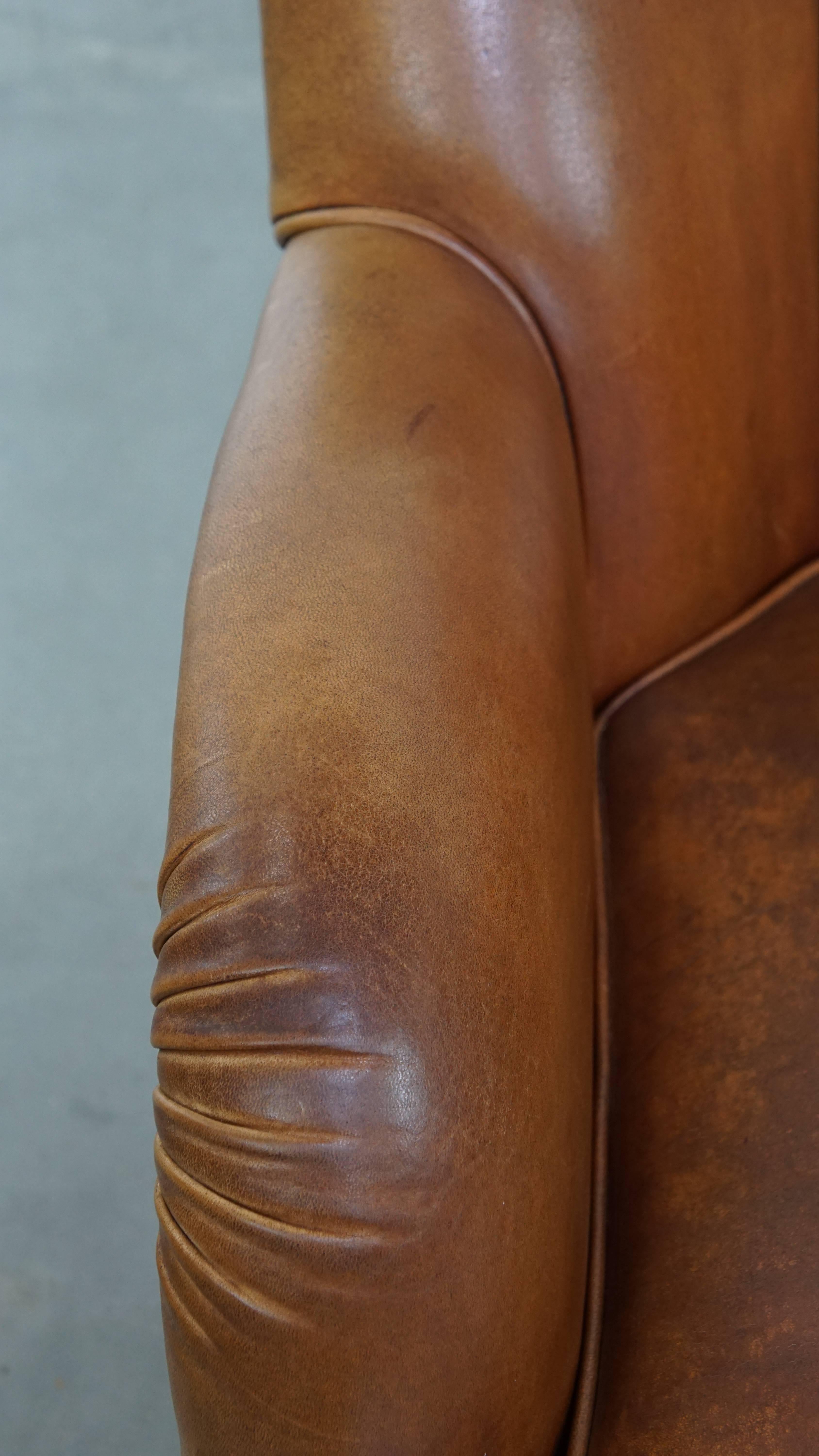 Design Armchair Made from High-Quality Sheepskin Leather For Sale 1