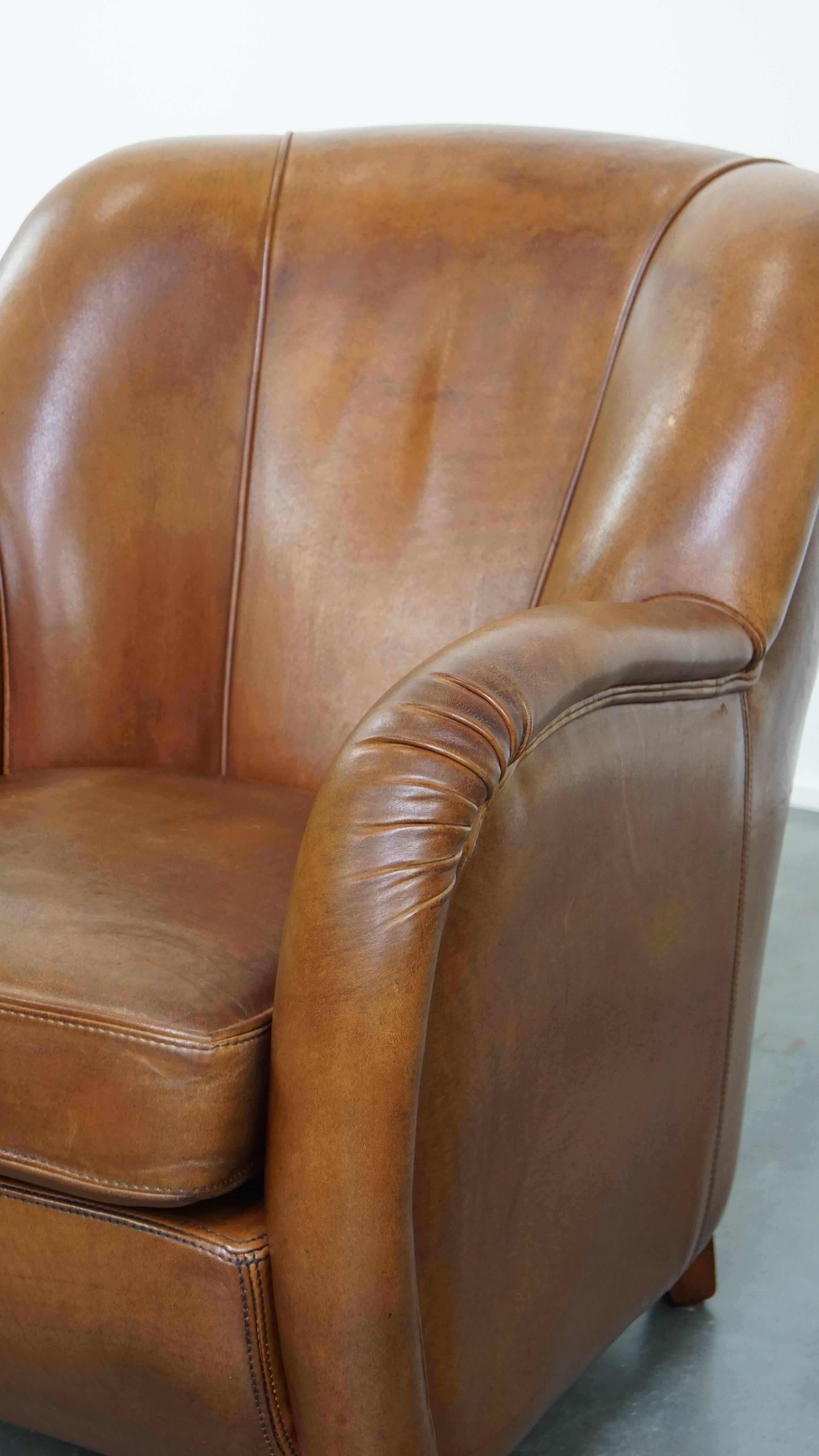 Design Armchair Made from High-Quality Sheepskin Leather For Sale 3