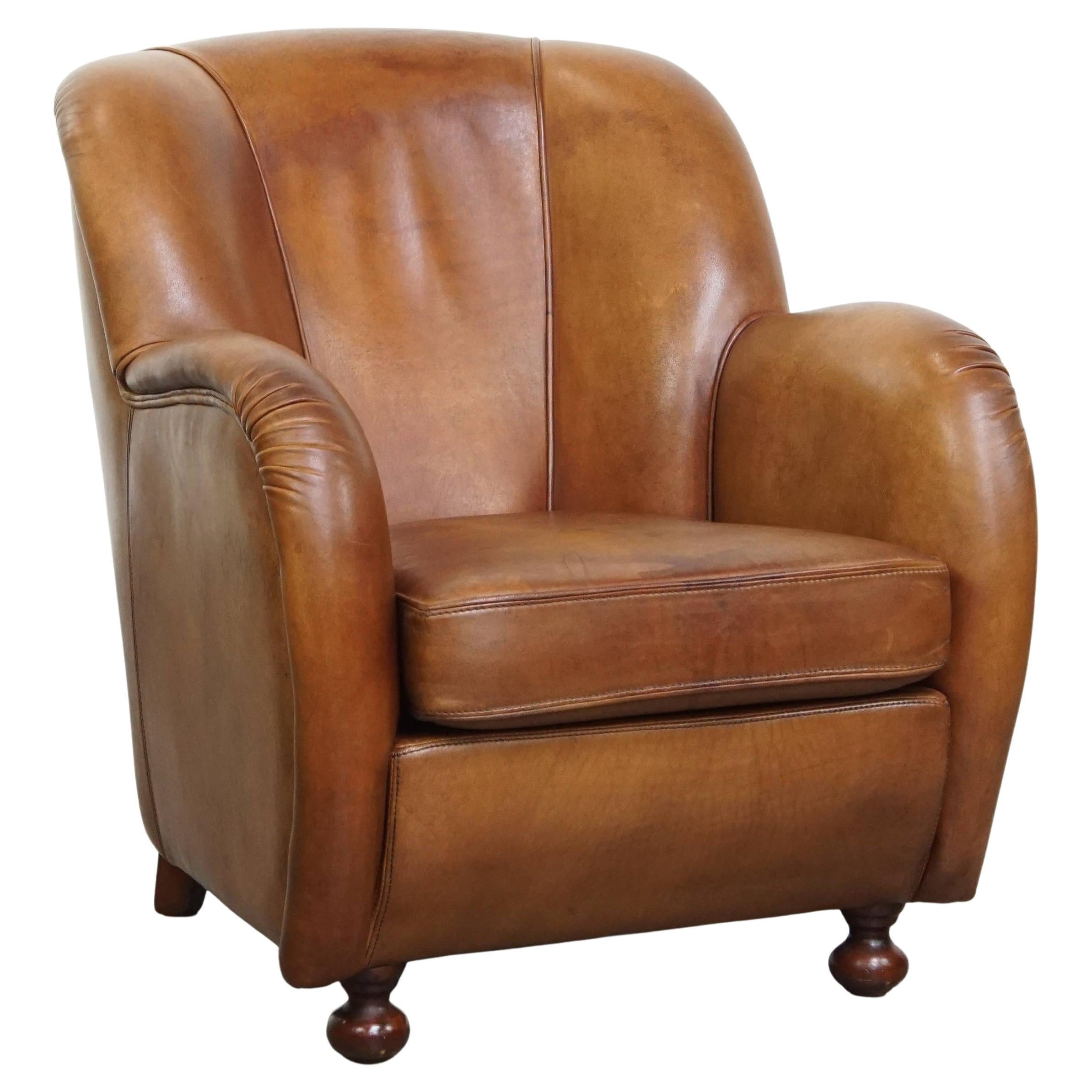 Design Armchair Made from High-Quality Sheepskin Leather For Sale