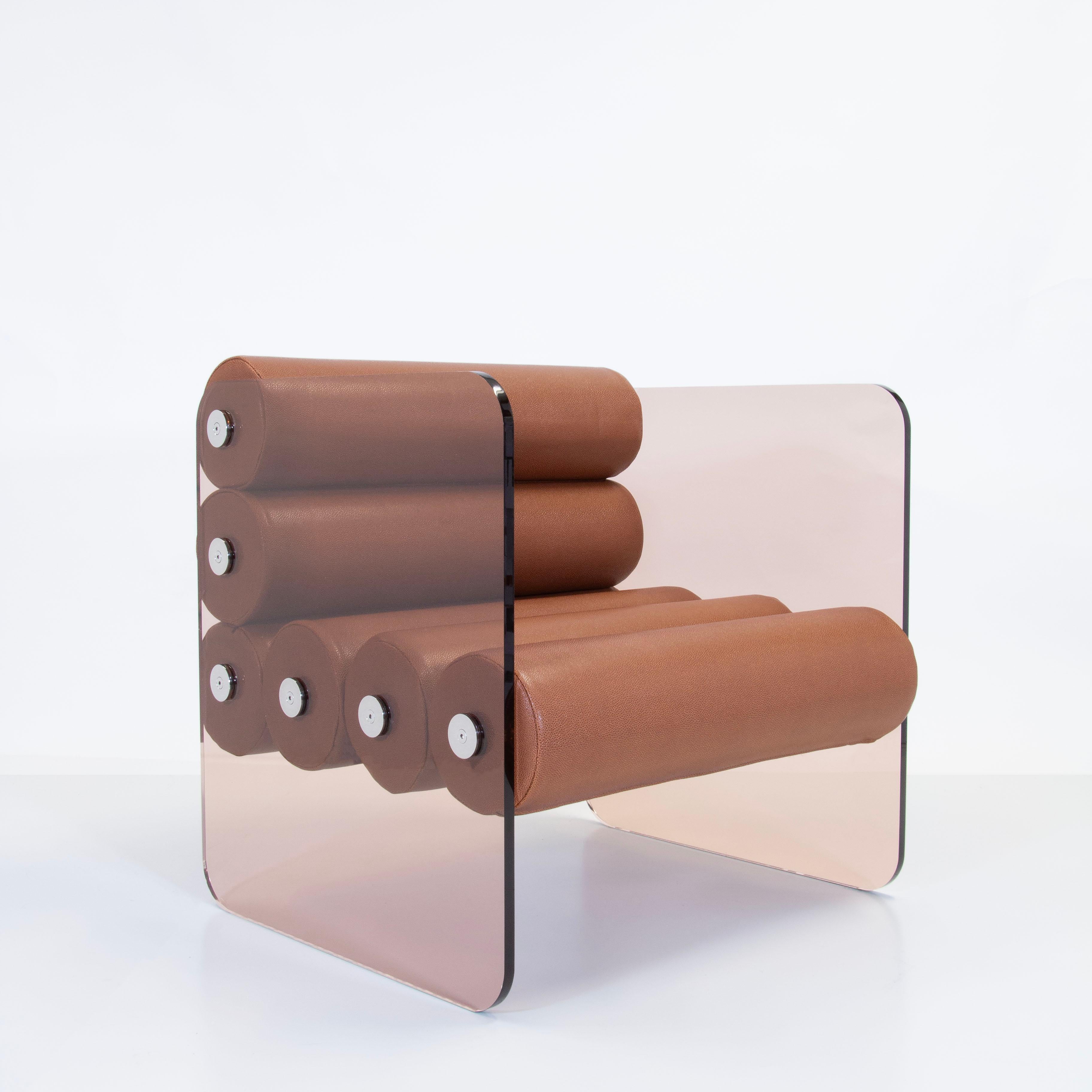 Stainless Steel Design armchair Mw01 bronze, made in France, designed by Olivier Santini For Sale