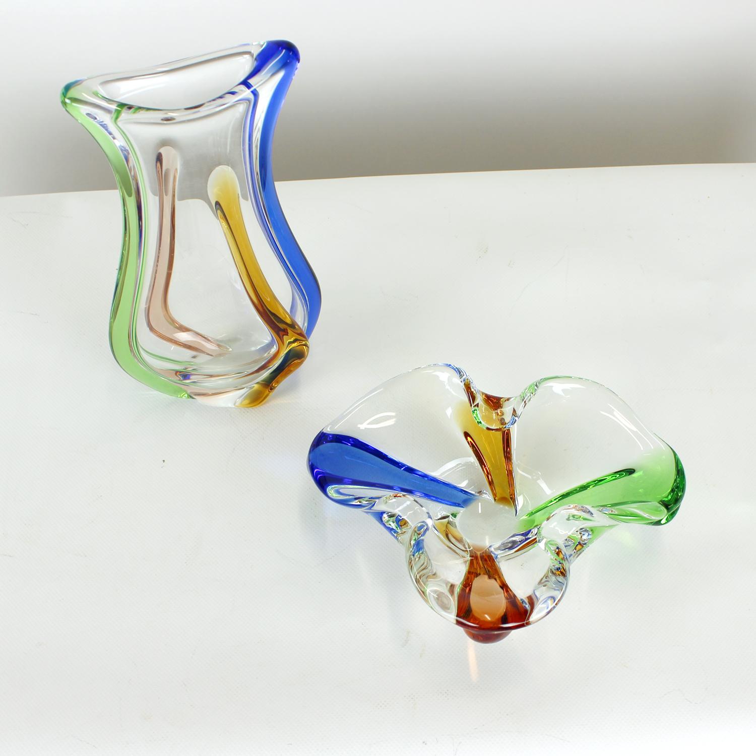 Mid-Century Modern Design Art Rhapsody Collection Glass Bowl By Frantisek Zemek, Czechoslovakia 196 en vente