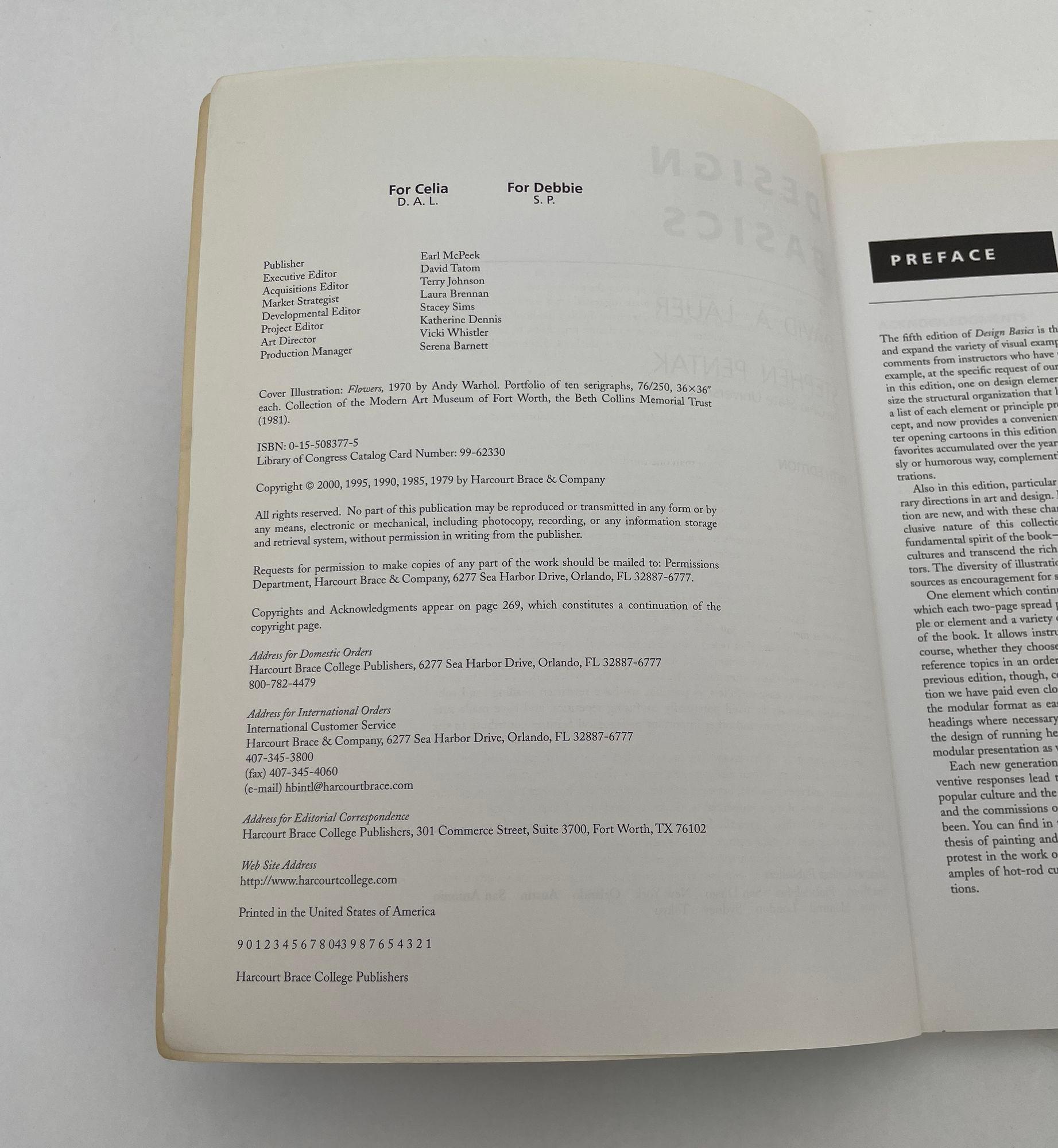 20ième siècle Paperback Design Basics de David A. Lauer et Stephen Pentak 1999 en vente