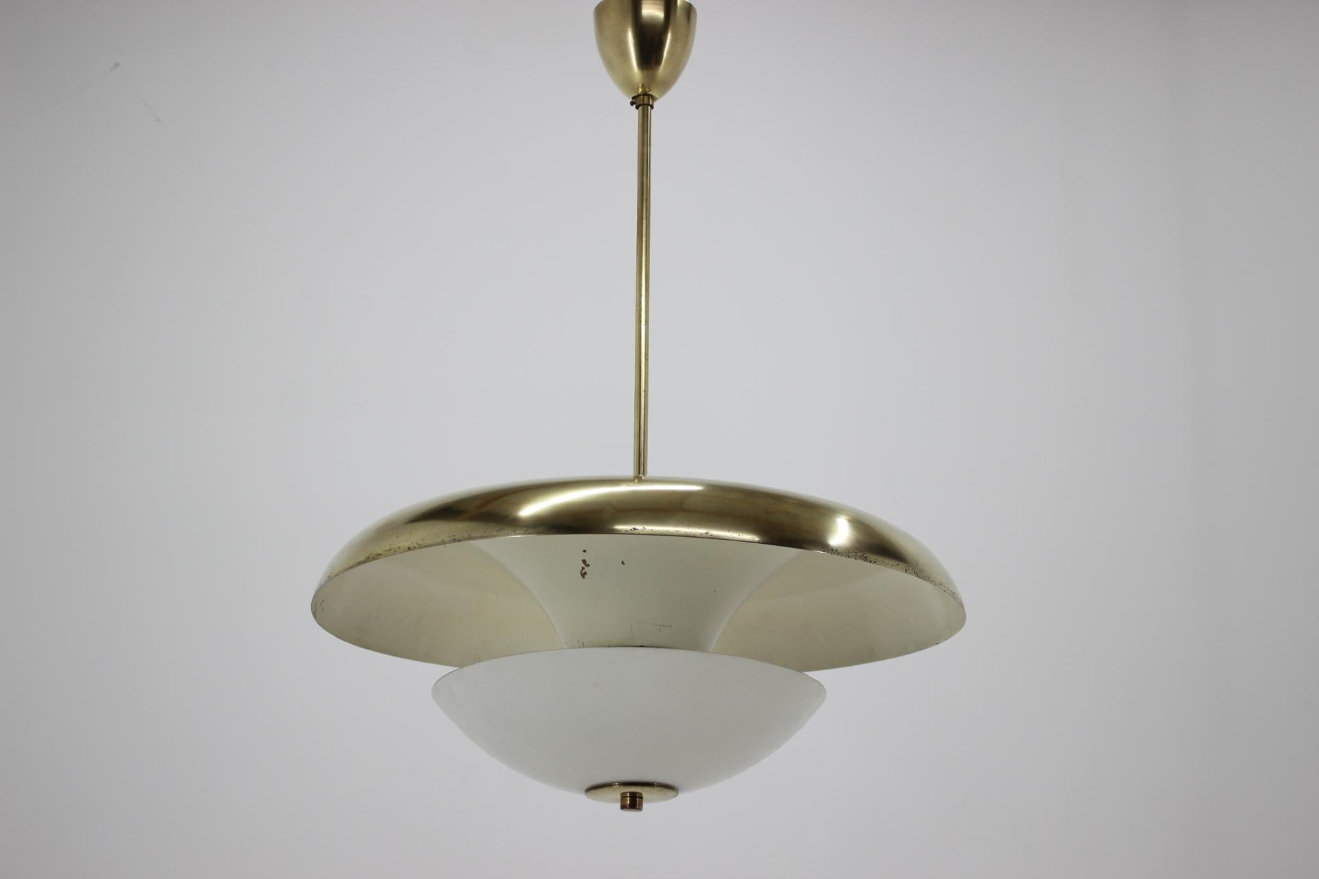 Design Bauhaus Brass UFO Pendant, 1930s / Czechoslovakia, Functionalism In Good Condition In Praha, CZ