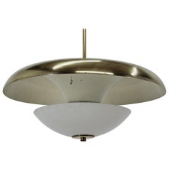 Design Bauhaus Brass UFO Pendant, 1930s / Czechoslovakia, Functionalism