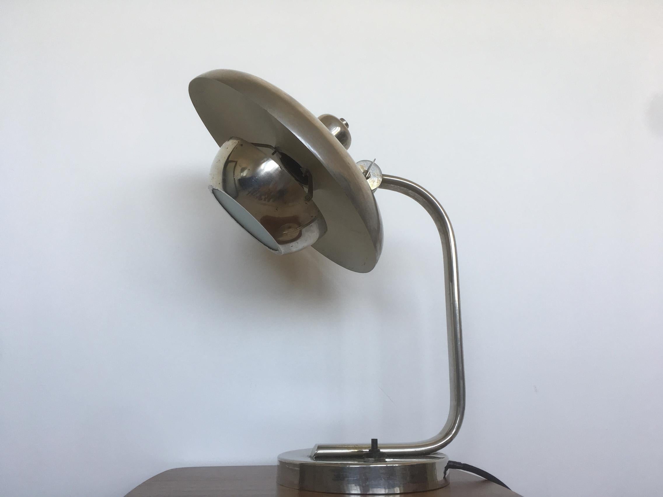 Czech Design Bauhaus Chrome Table Lamp, 1930s