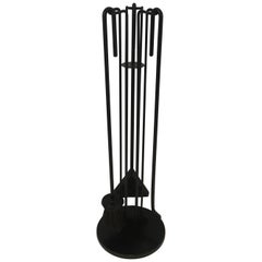 Design Black Lacquered Fire Place Tools, French, circa 1970