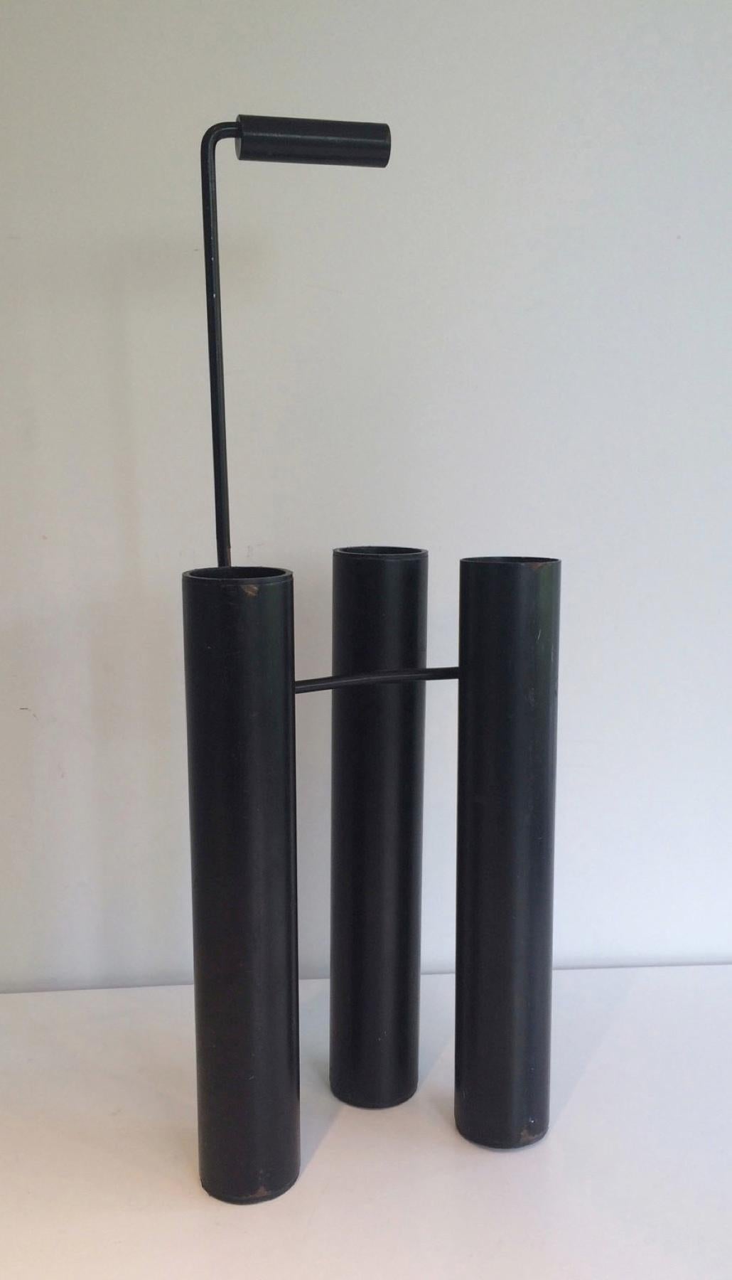 Mid-Century Modern Design Black Lacquered Umbrella Stand For Sale