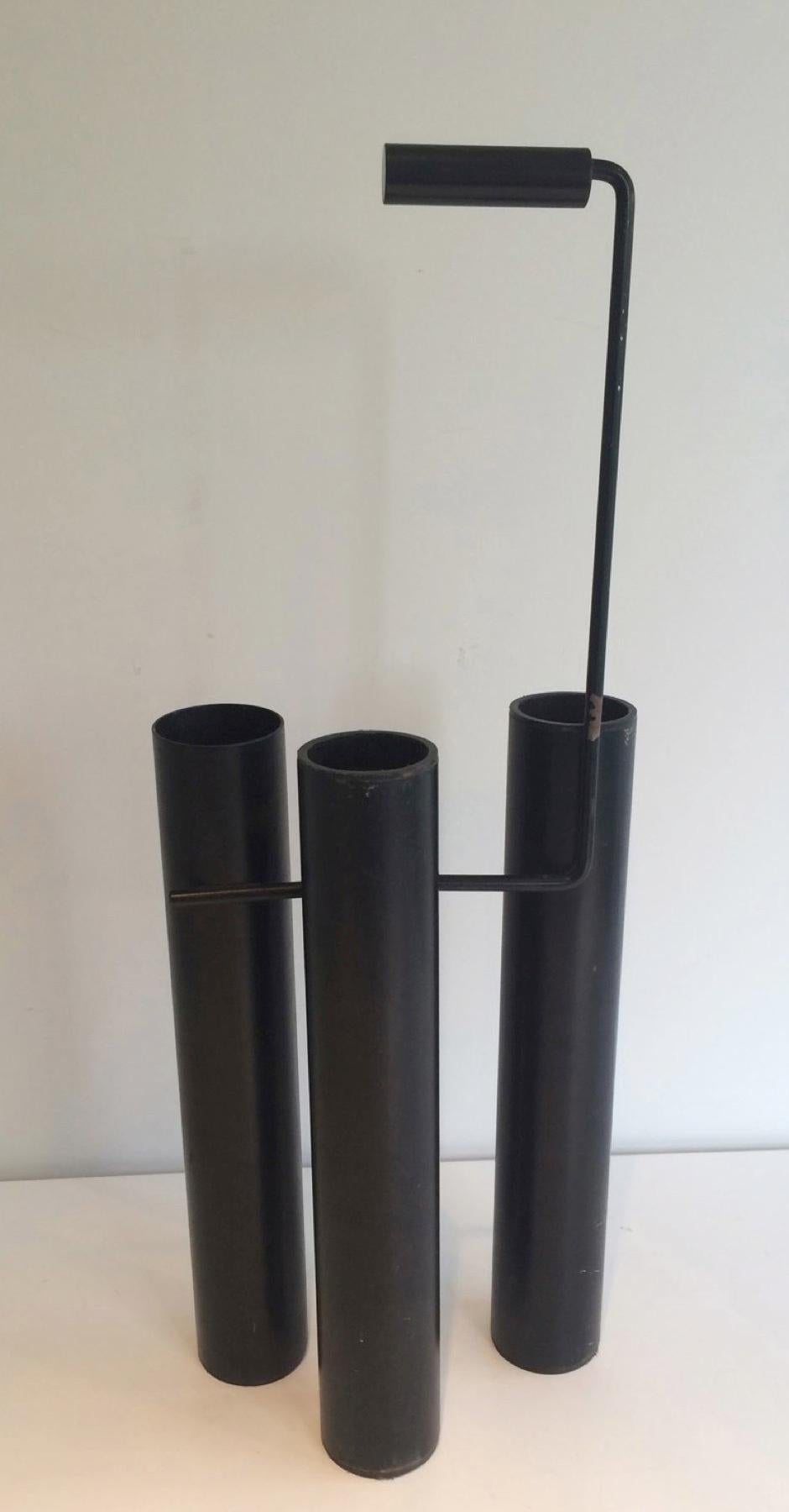 Metal Design Black Lacquered Umbrella Stand For Sale