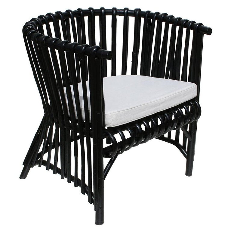 Design Black Rattan Armchair at 1stDibs