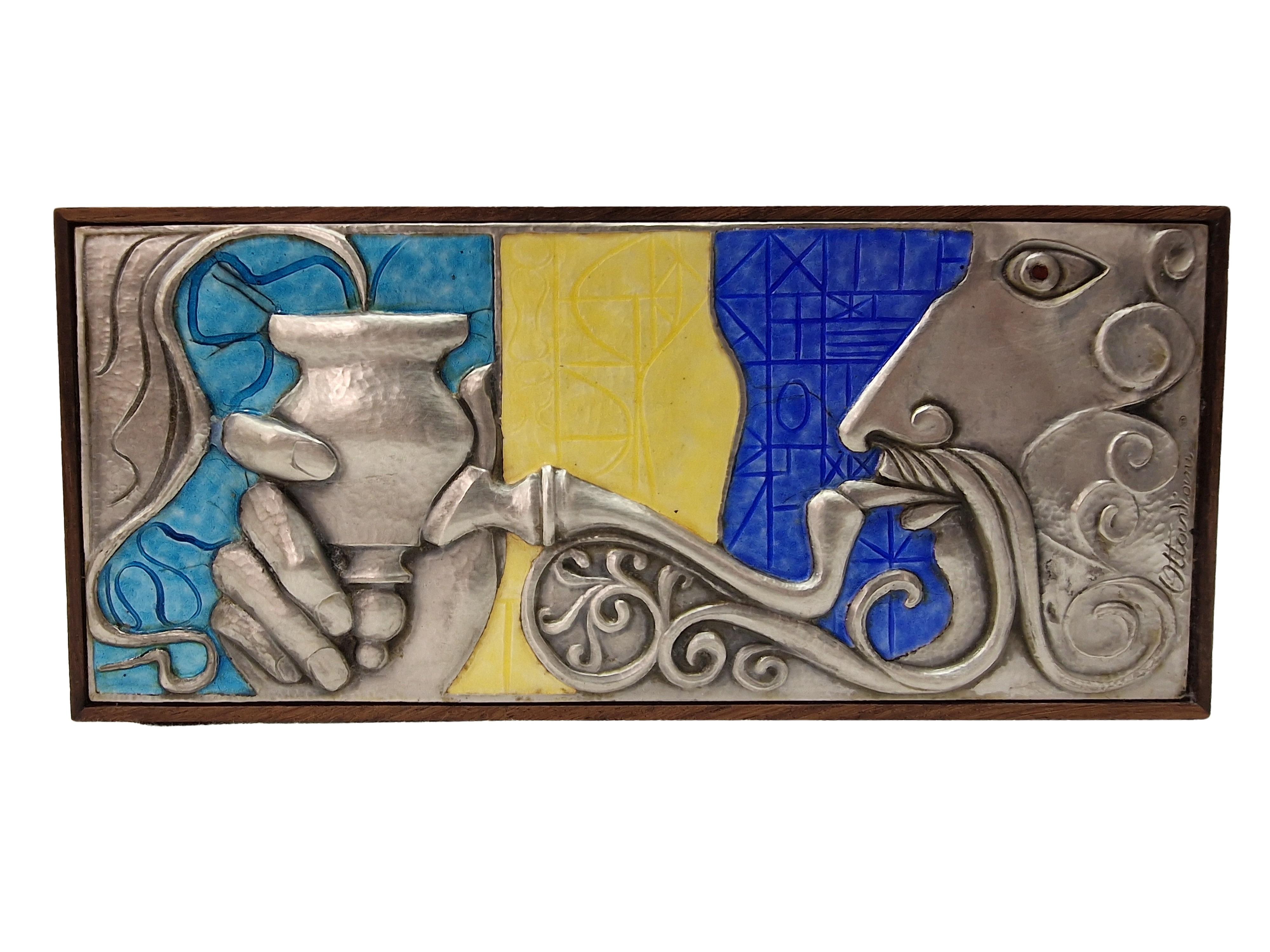 Scatola di design, fumo, argento Sterling 925 dipinto a smalto, Ottaviani, 1960 Italia in vendita 3