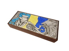 Design box, smoking, 925 Sterling silver enamel painting, Ottaviani, 1960s Italy