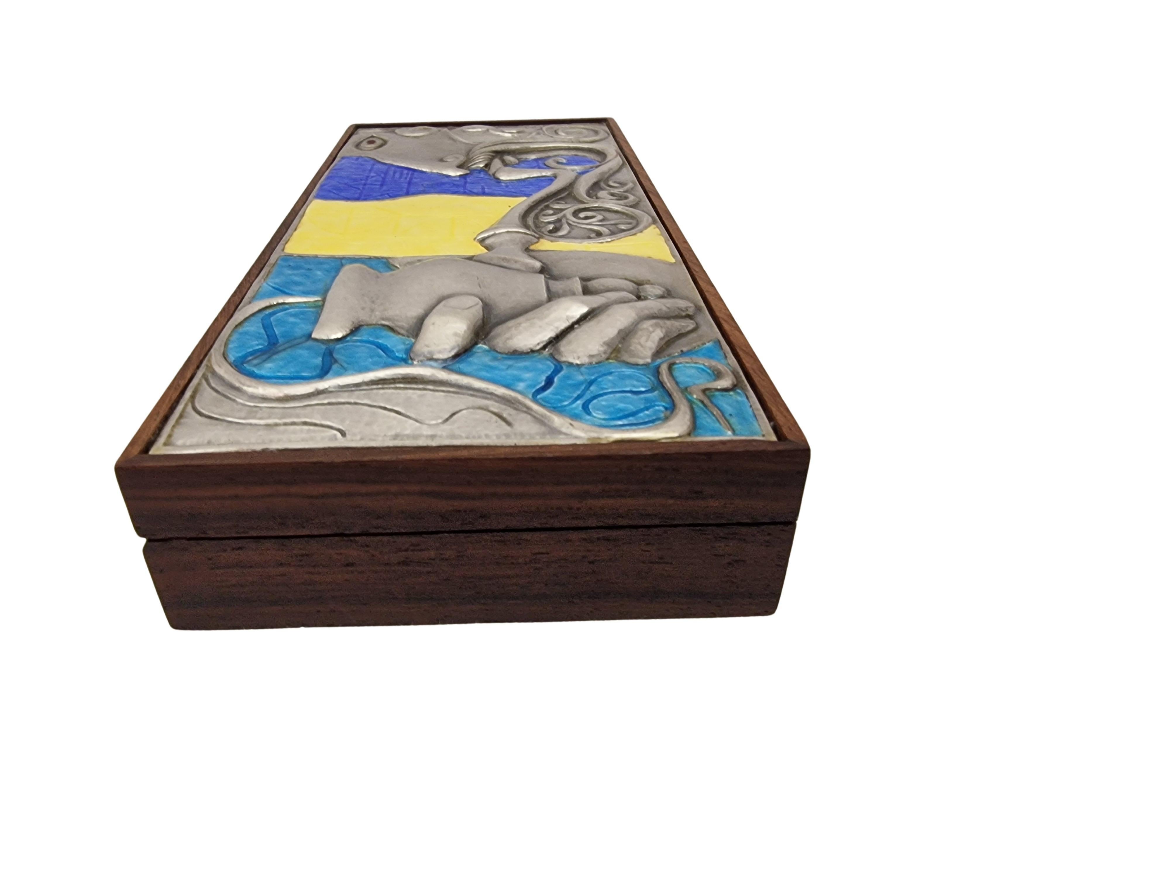 Scatola di design, fumo, argento Sterling 925 dipinto a smalto, Ottaviani, 1960 Italia In condizioni buone in vendita a Wien, AT