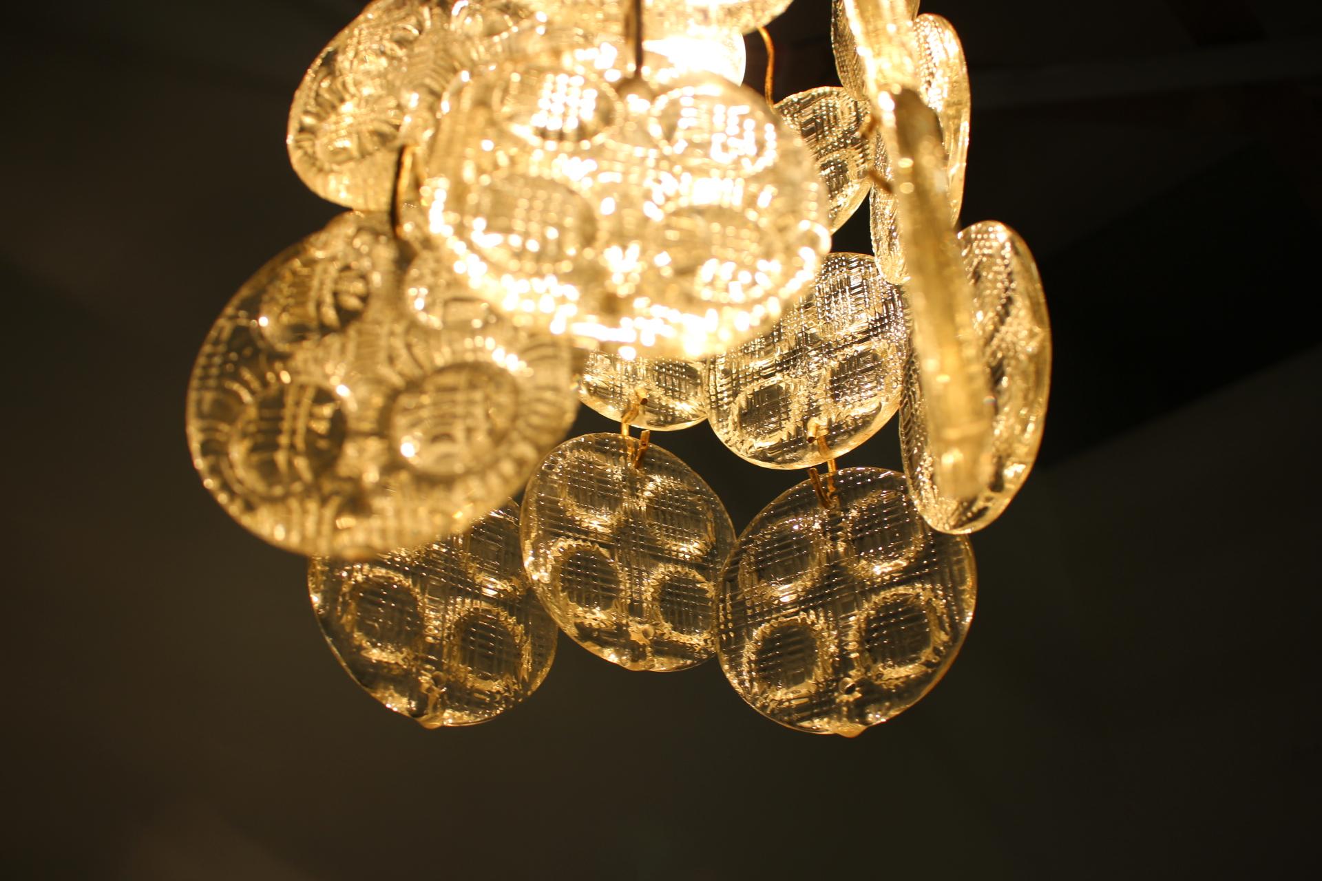 Design Brass and Glass Pendant / Chandelier by Zelezny Brod, 1970s In Good Condition For Sale In Praha, CZ