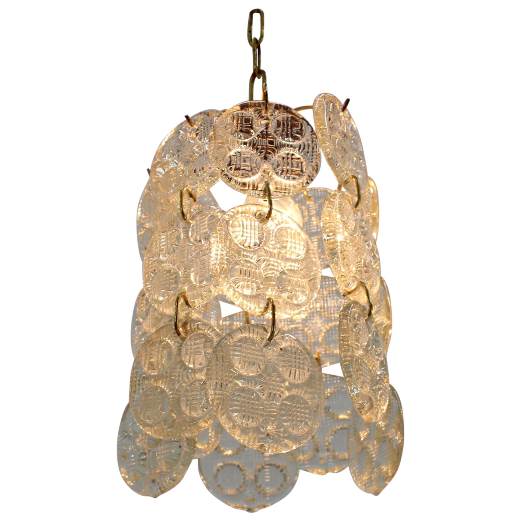 Design Brass and Glass Pendant / Chandelier by Zelezny Brod, 1970s For Sale