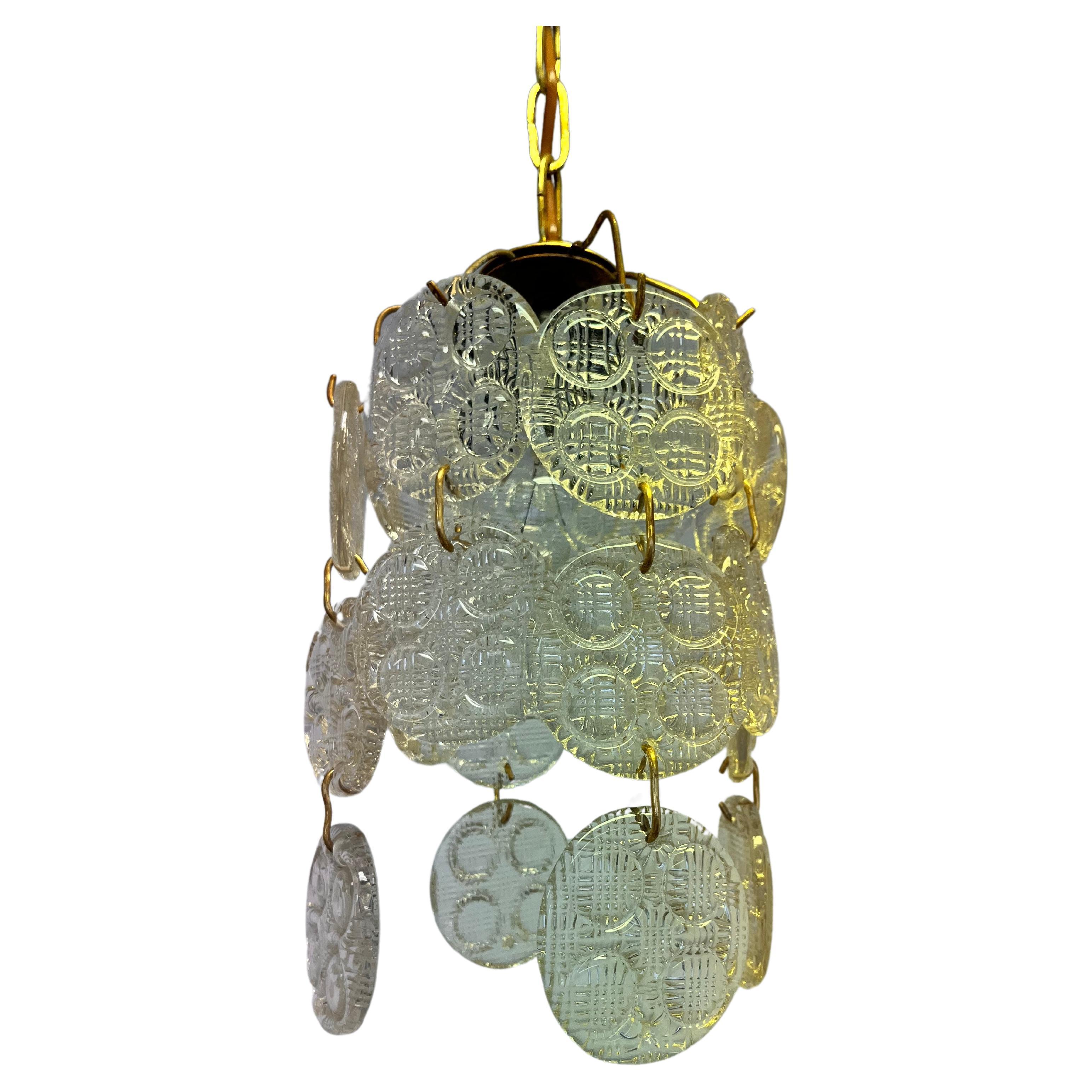 Design Brass and Glass Pendant / Chandelier by Zelezny Brod, 1970s For Sale