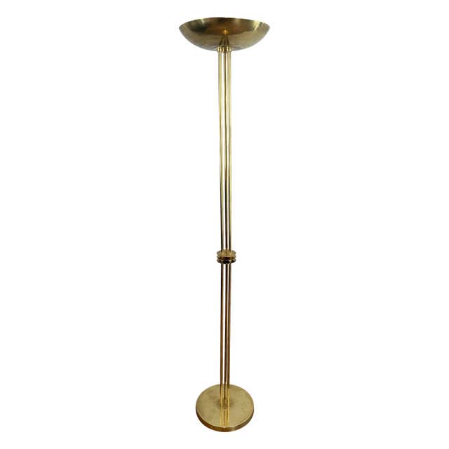 Vintage 1980s floor lamp gilded brass and glass design Relux Milano For ...