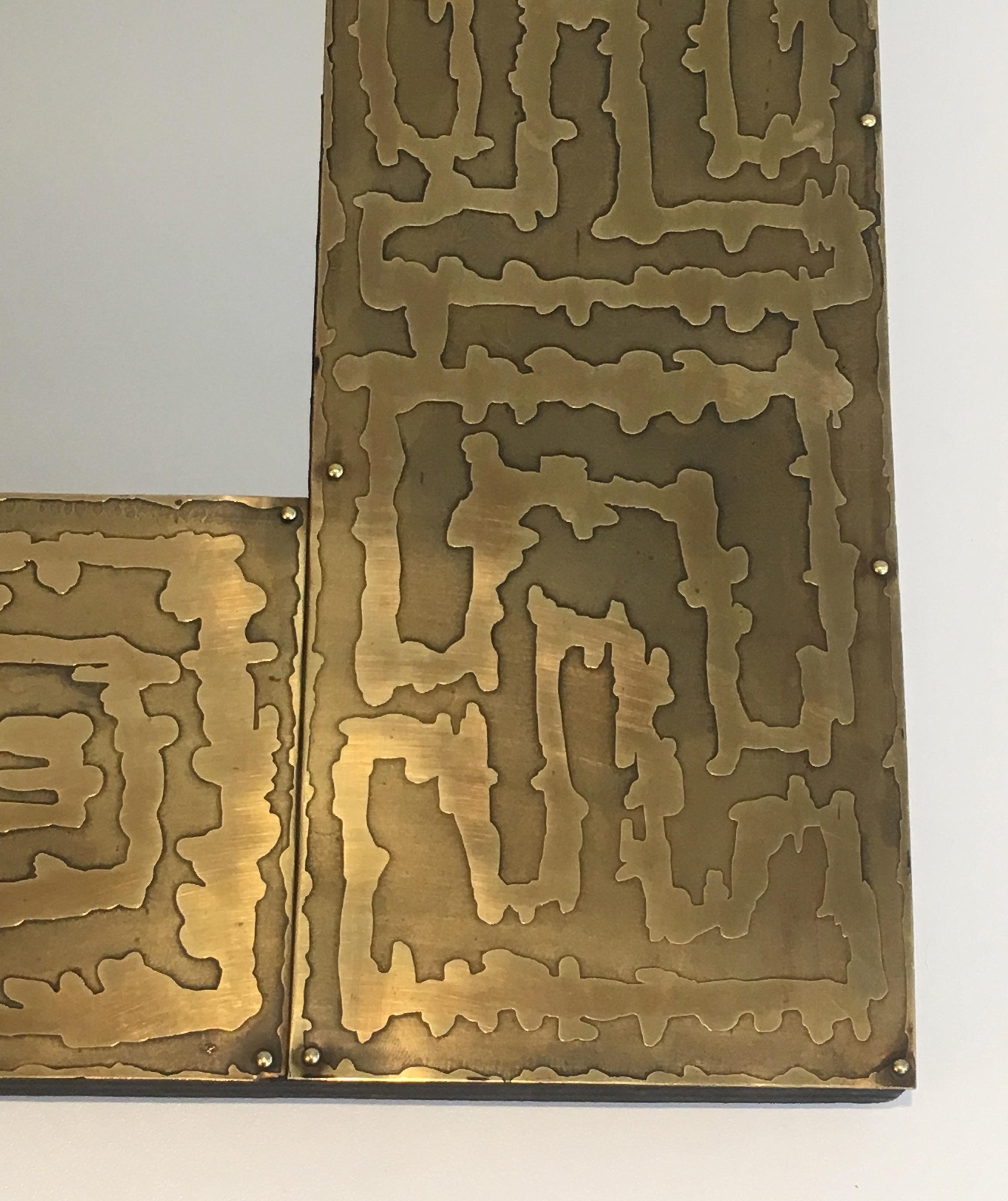 Miroir Design en laiton, français, Circa 1970 en vente 3