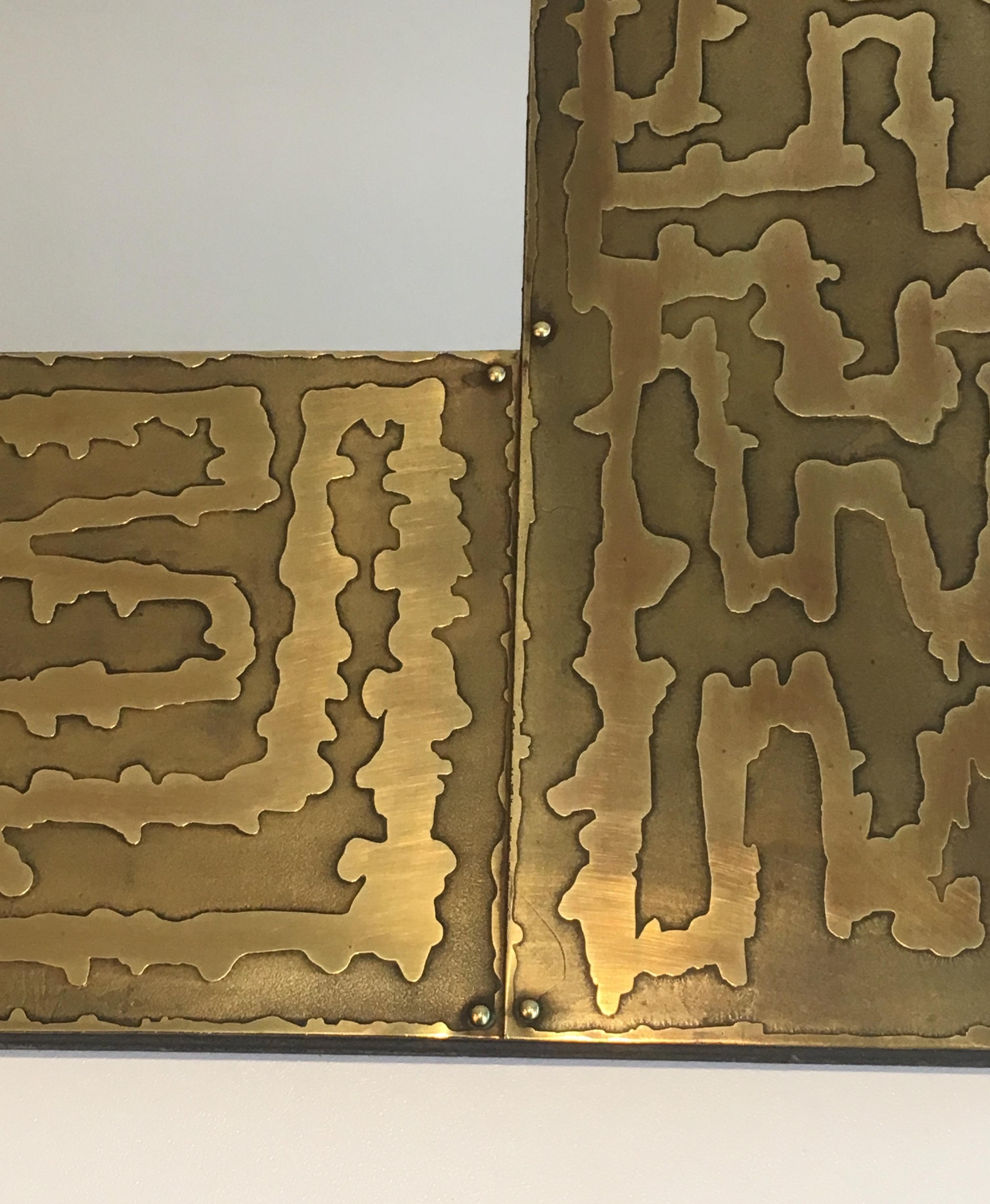 Miroir Design en laiton, français, Circa 1970 en vente 4
