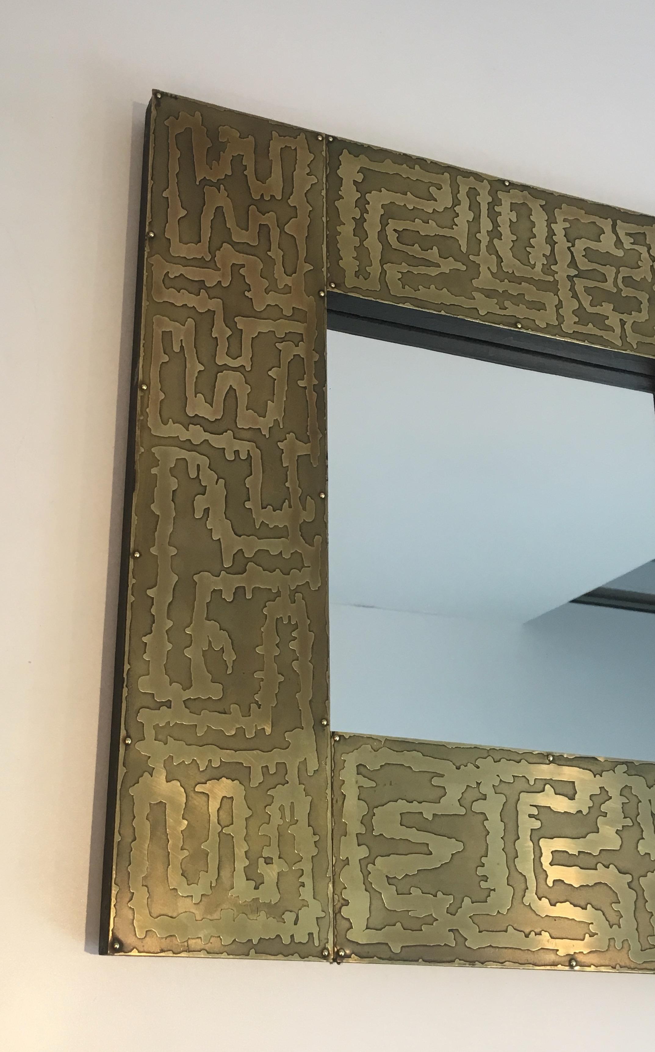 Miroir Design en laiton, français, Circa 1970 en vente 6