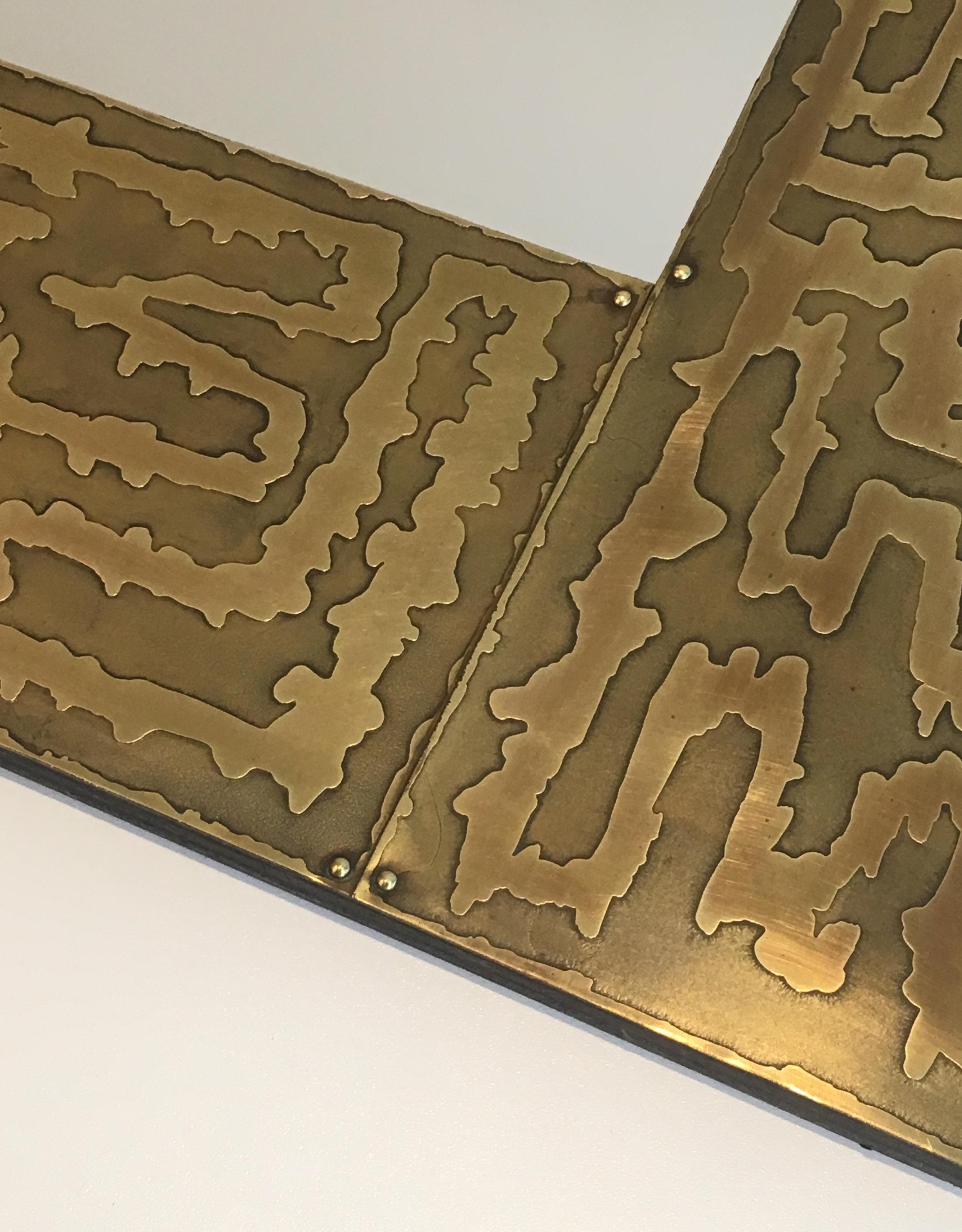 Miroir Design en laiton, français, Circa 1970 en vente 9