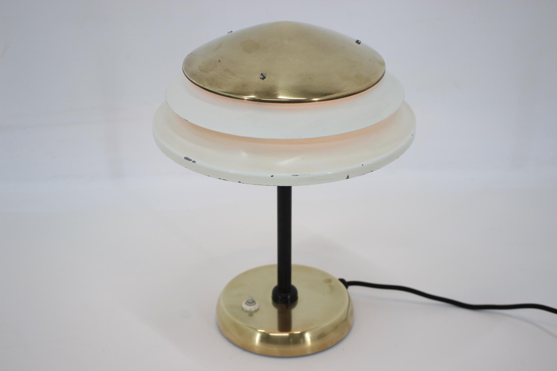 Mid-Century Modern Design Brass Table Lamp by Zukov, Czechoslovakia, 1950s For Sale