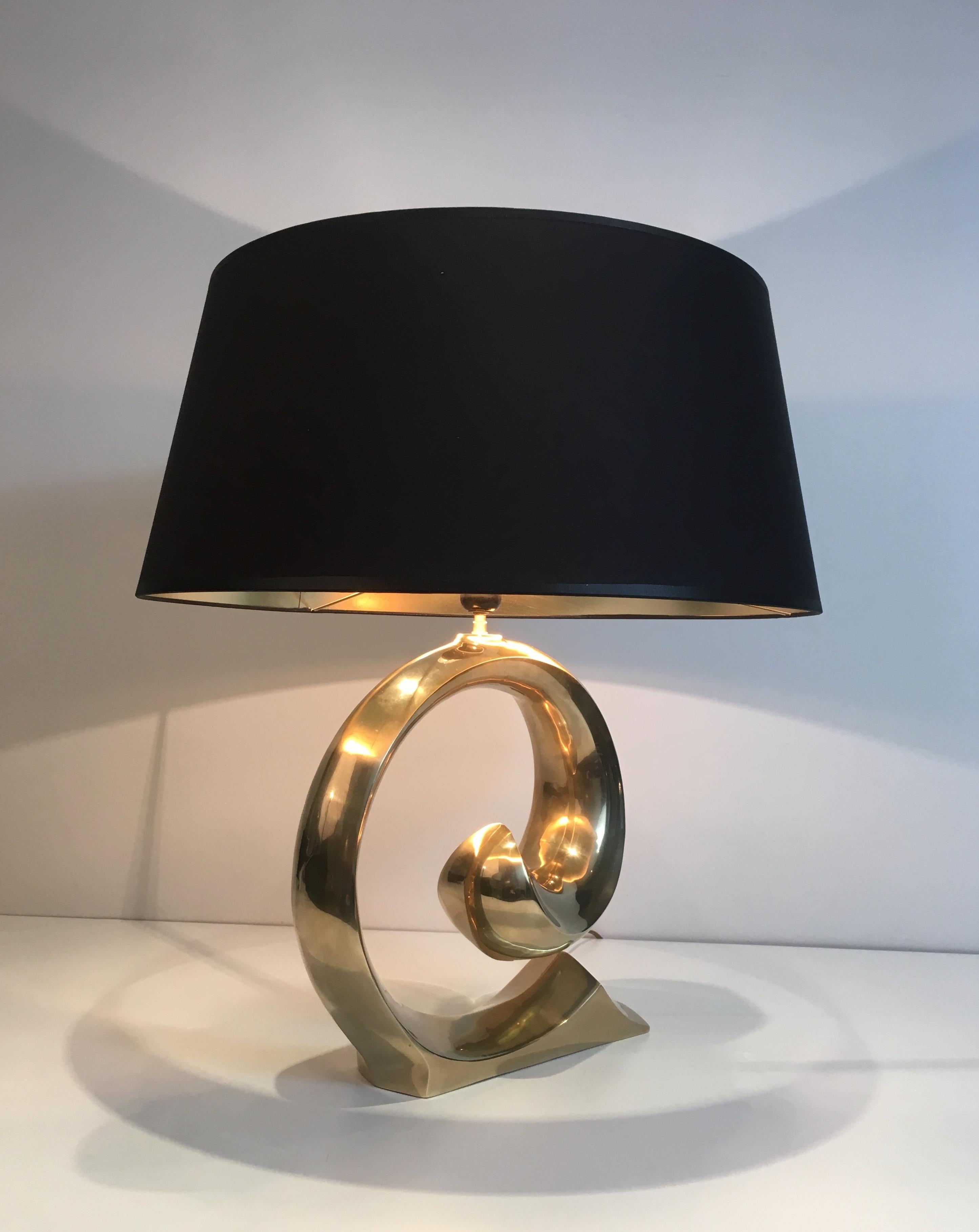 Mid-Century Modern Design Brass Table Lamp, French, circa 1970