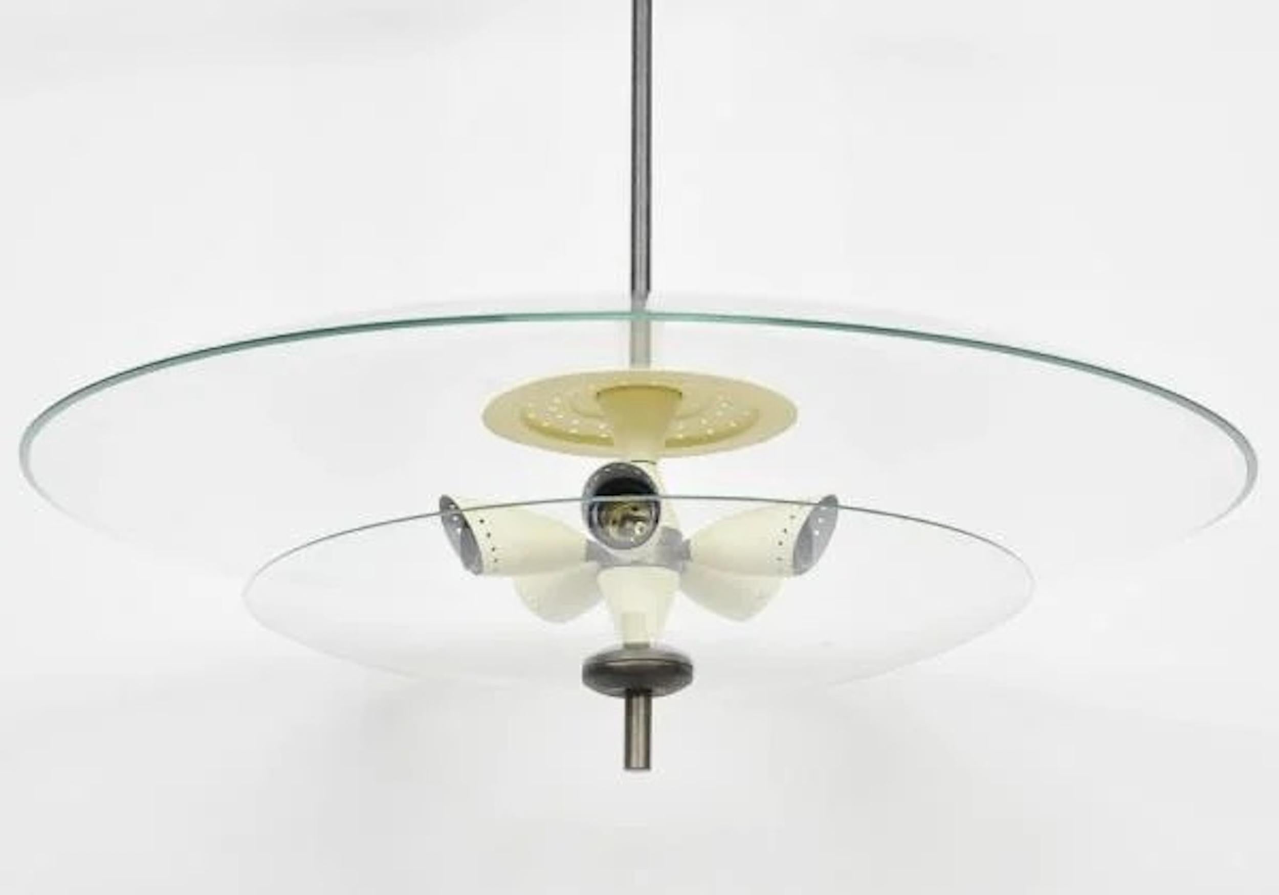 Mid-Century moderno Design/One. Ciondolo futuristico con 5 lampade, 1960 ca. in vendita