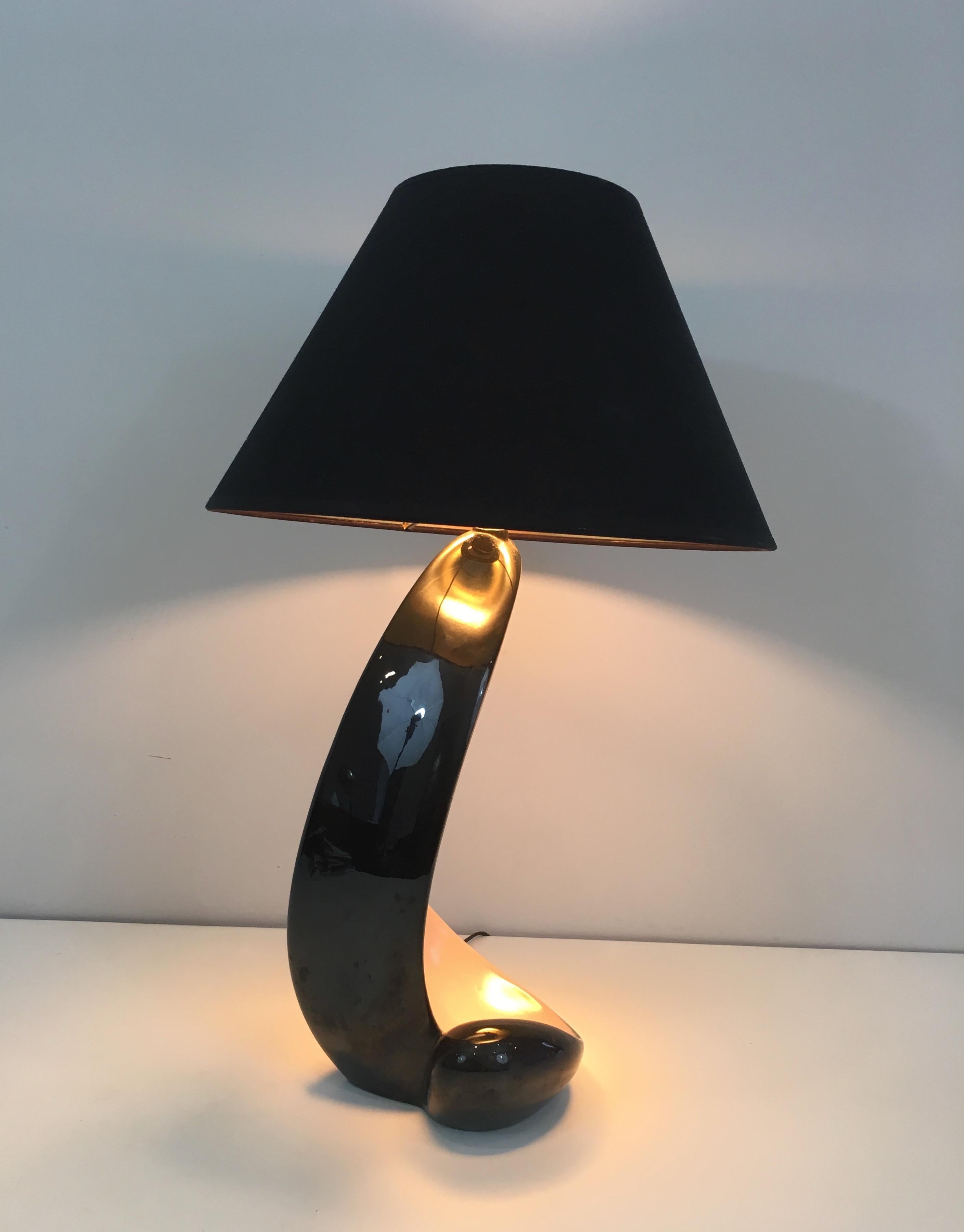 Design-Keramik-Tischlampe, französisch, um 1950 im Zustand „Gut“ im Angebot in Marcq-en-Barœul, Hauts-de-France