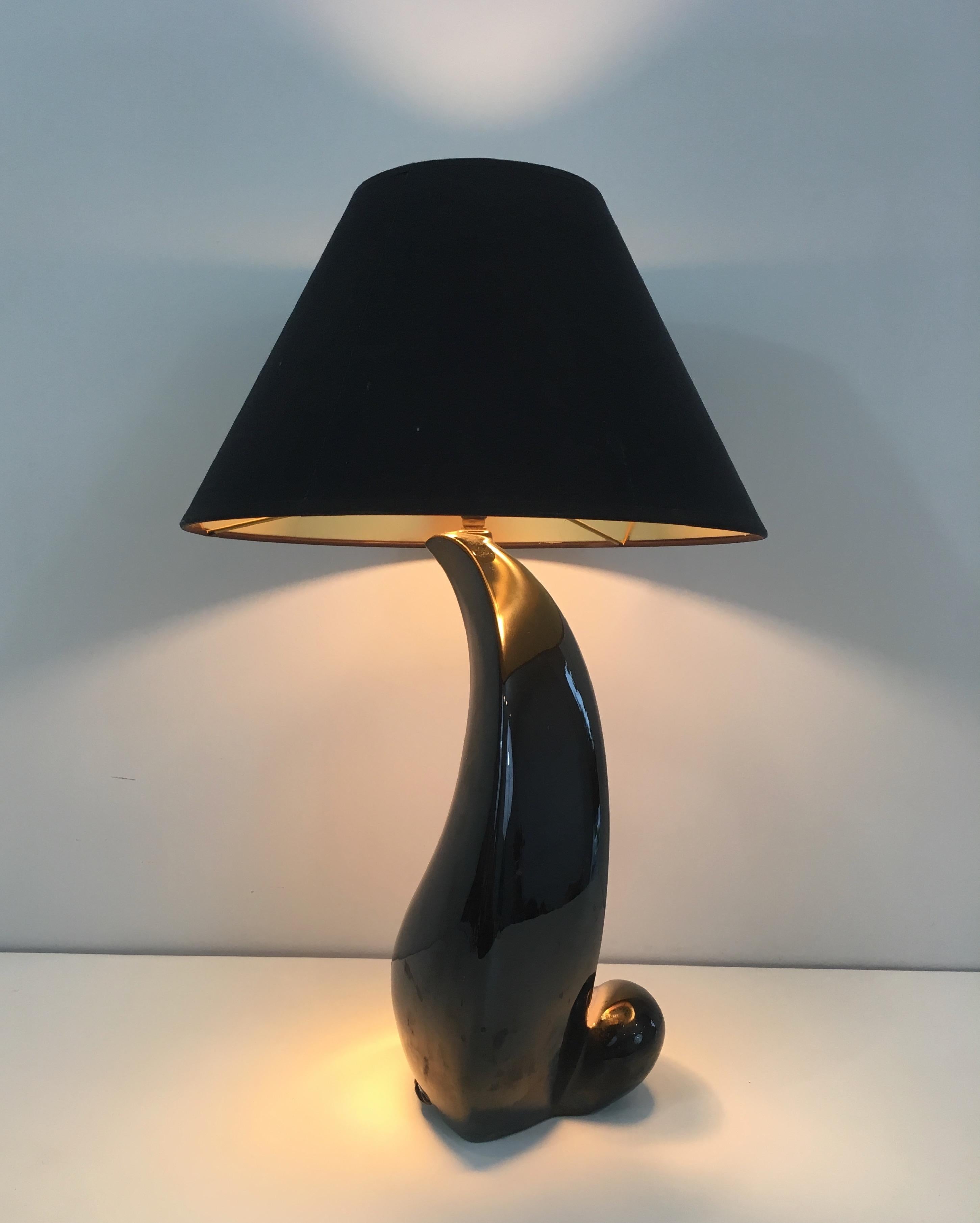 Design-Keramik-Tischlampe, französisch, um 1950 (Mitte des 20. Jahrhunderts) im Angebot