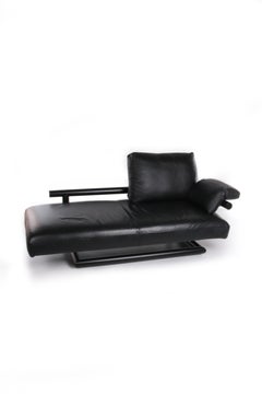 Design Chaise Longue from Knoll Black Leather 1980s