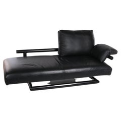 Design Chaise Longue from Knoll Black Leather 1980s