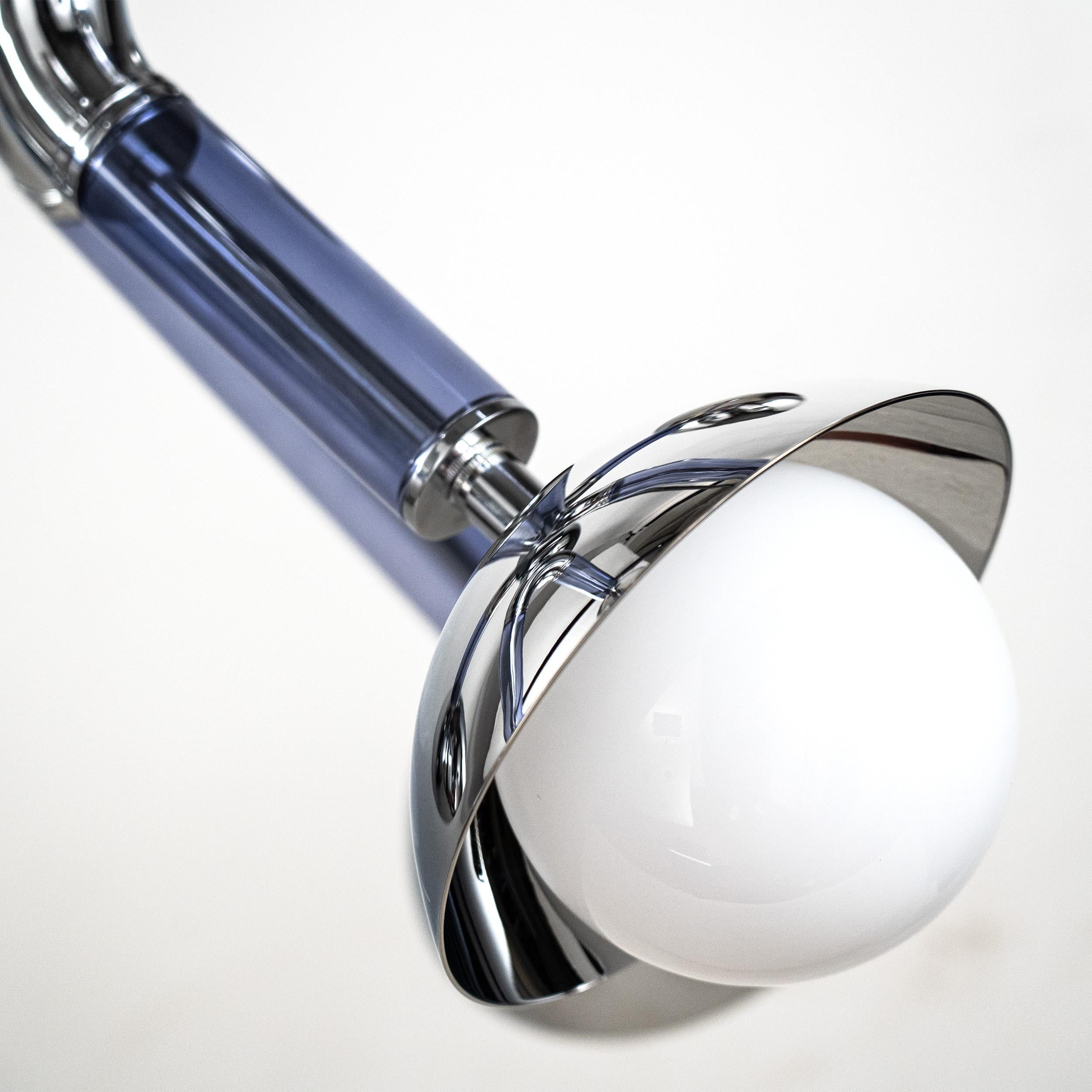 Design-Kronleuchter 8 Lichter Blau und Weiß Murano Glas Stimma von Multiforme (Italienisch) im Angebot