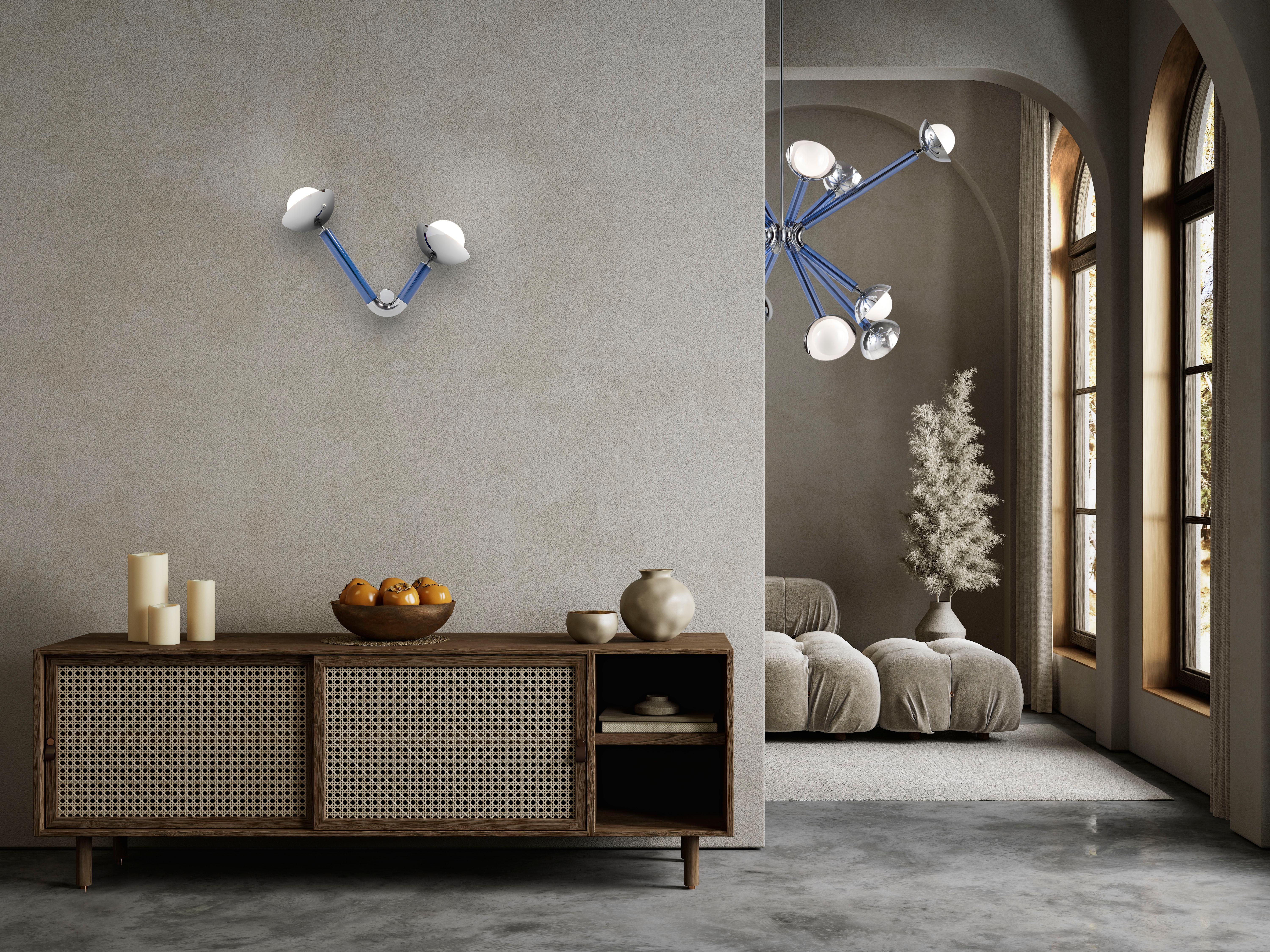Design-Kronleuchter 8 Lichter Blau und Weiß Murano Glas Stimma von Multiforme im Angebot 3