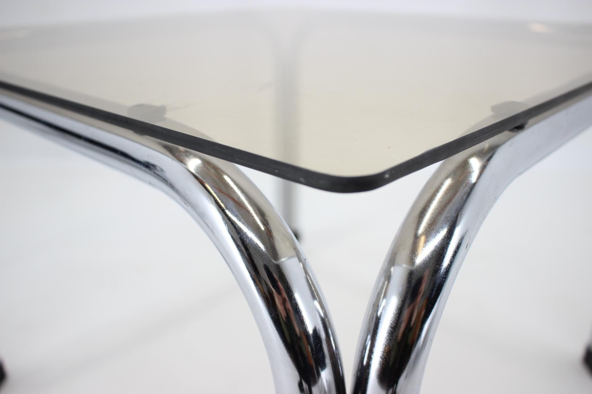Smoked Glass Design Chrome Coffee/Side Table by Viliam Chlebo, Czechoslovakia, 1980s