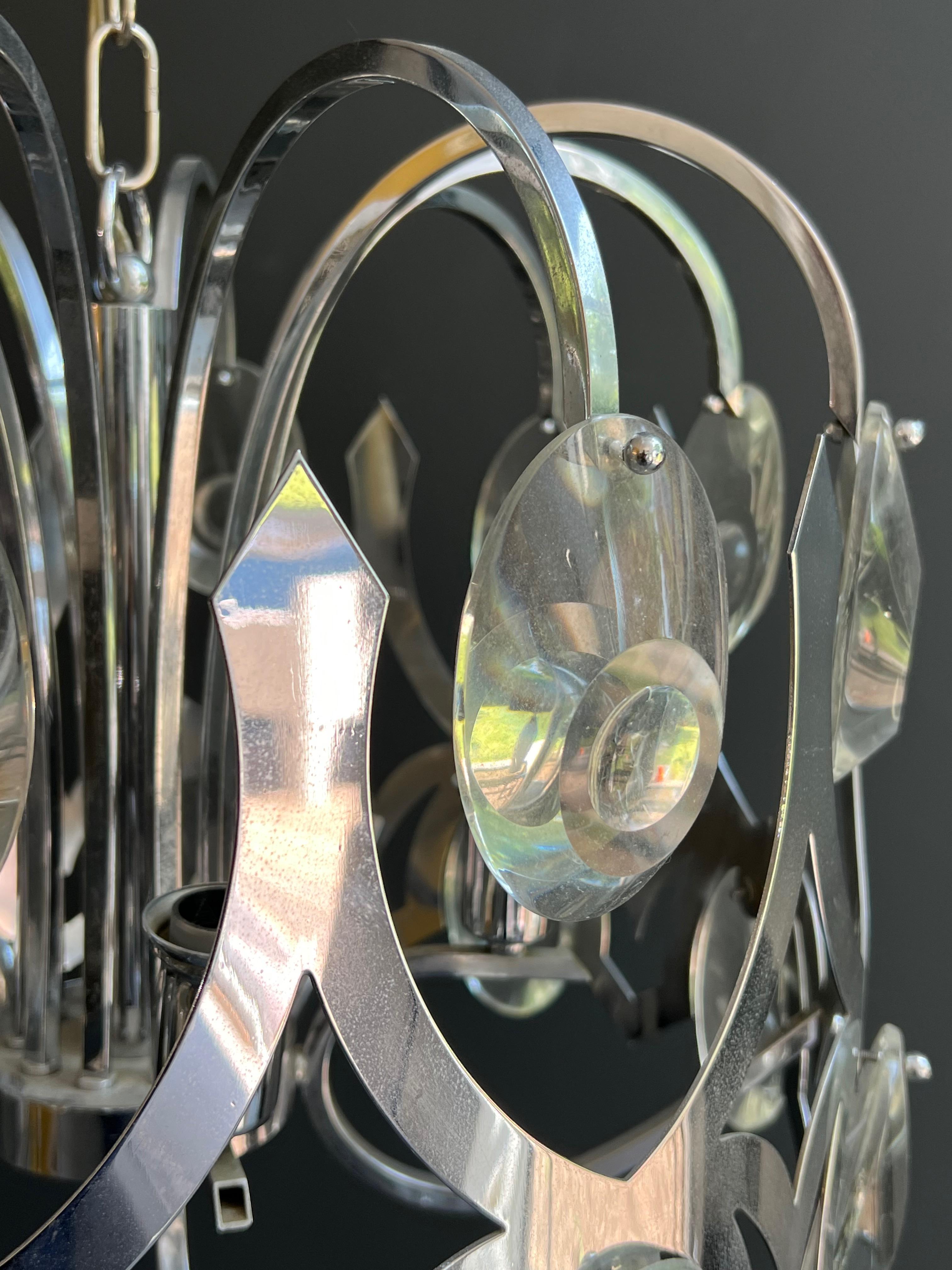 Design-Kronleuchter aus Chrom und Kristall des italienischen Designers Angelo Gaetano Sciolari im Angebot 4