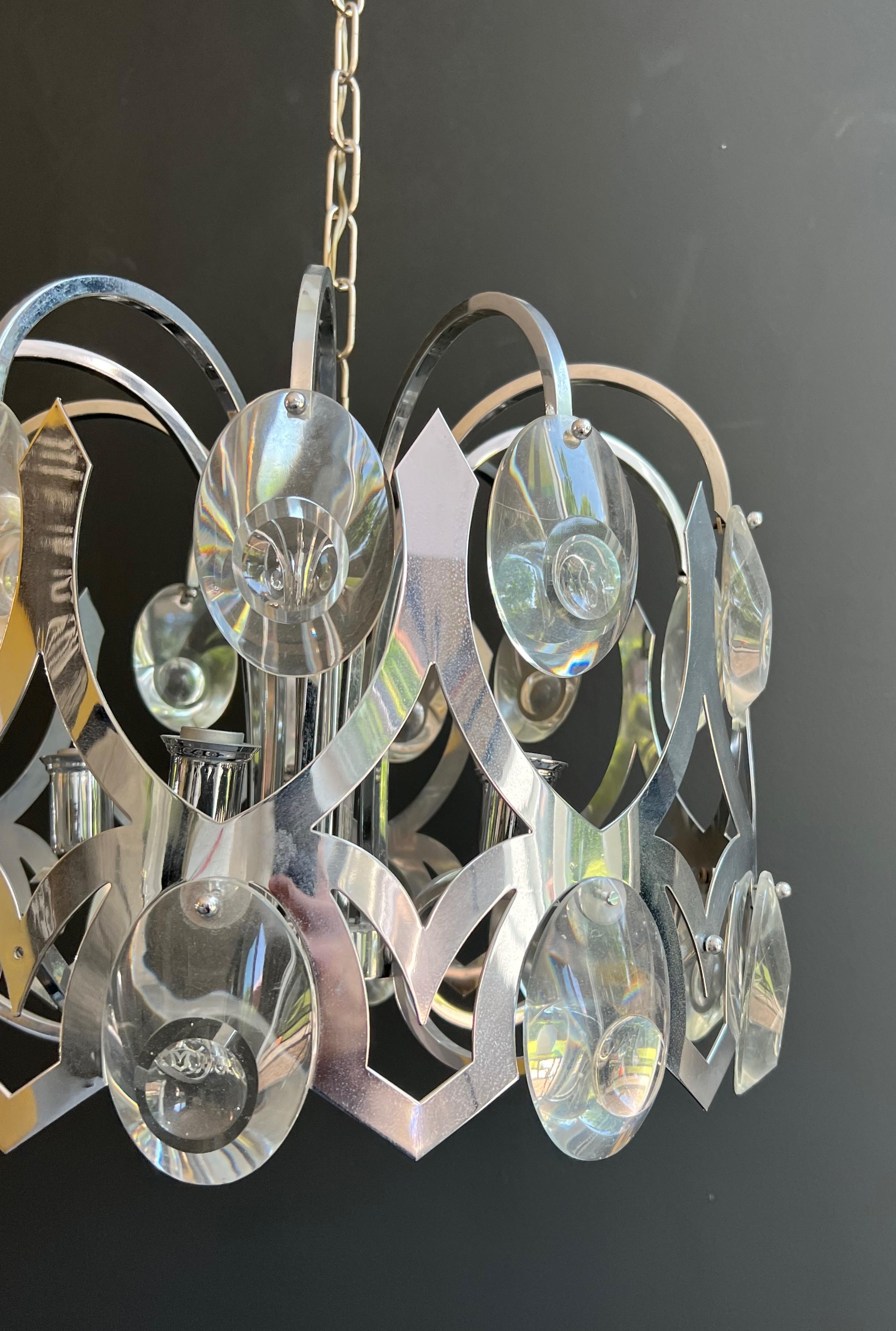 Design-Kronleuchter aus Chrom und Kristall des italienischen Designers Angelo Gaetano Sciolari im Angebot 5